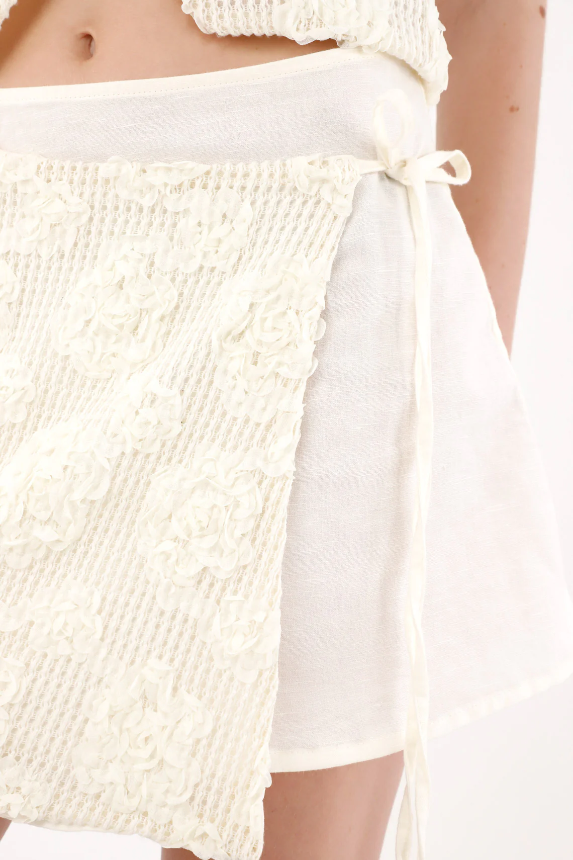 Women's Cream Wrap Mini Skirt - Image 2