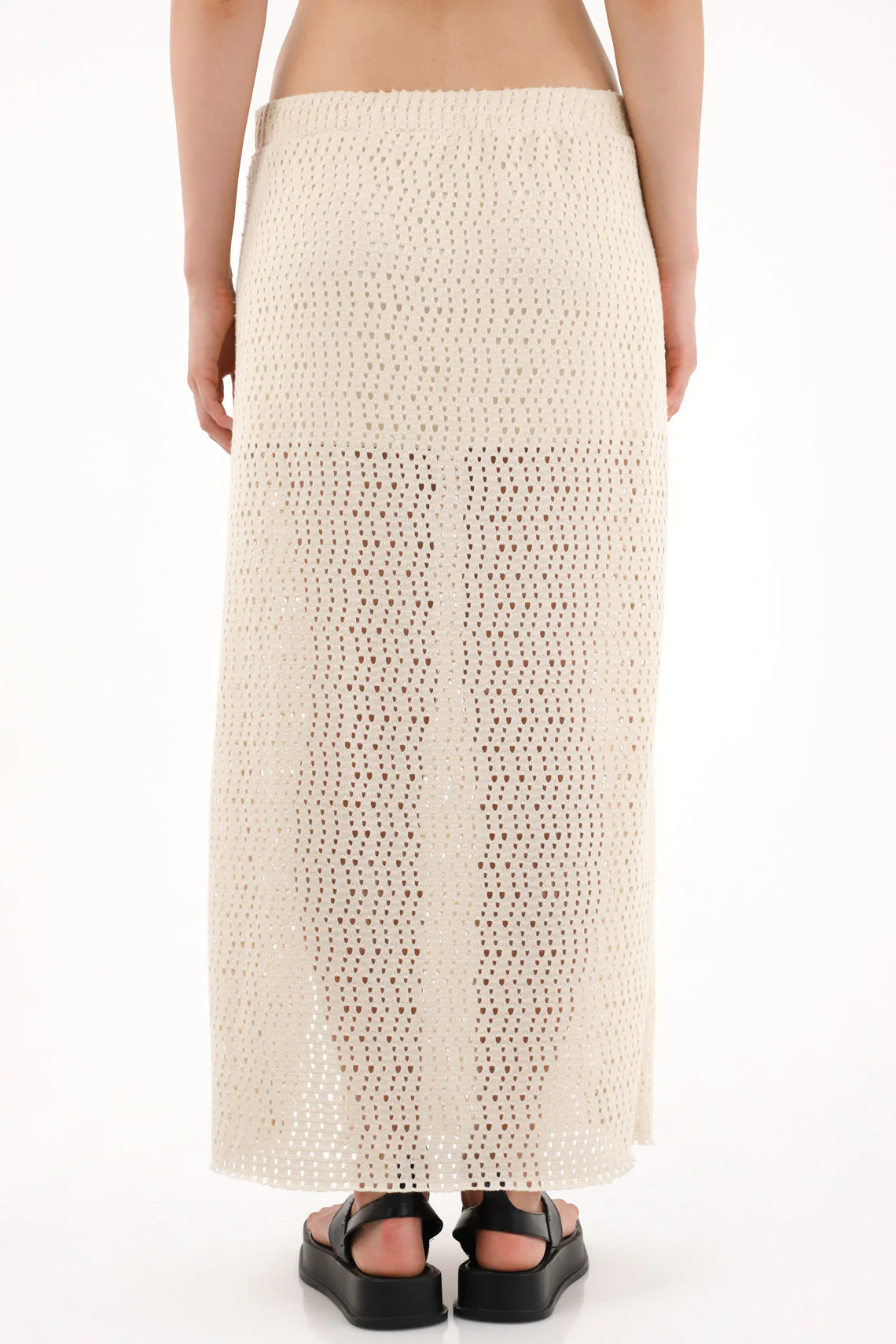 Women's long skirt in cream mesh fabric - Image 4
