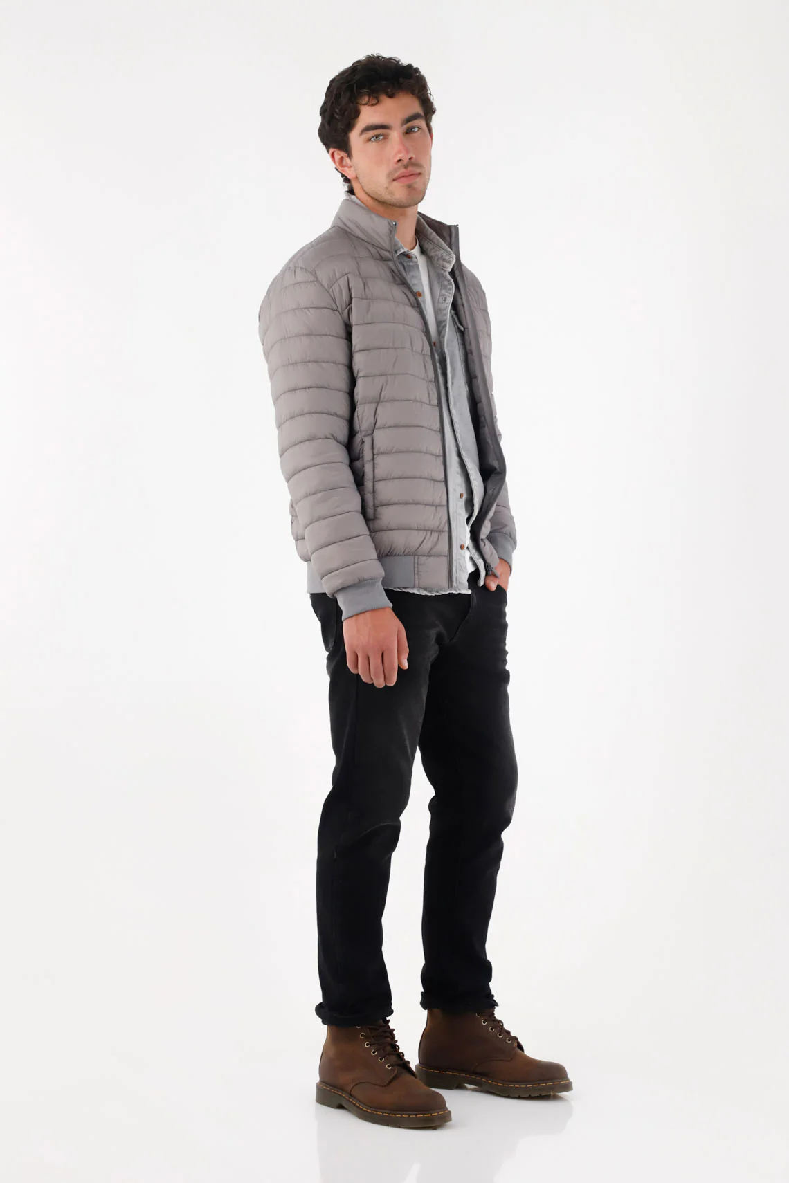 Gray Quilted Jacket for Men - Image 2