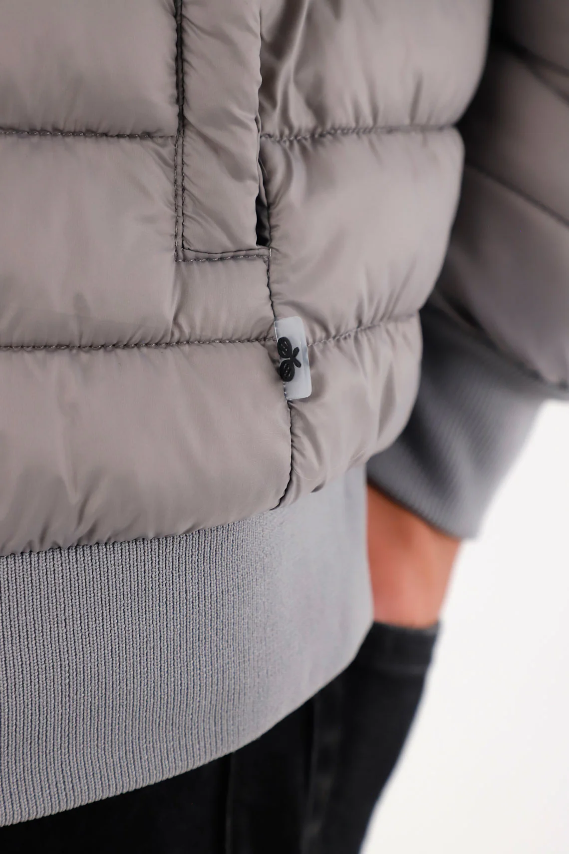 Gray Quilted Jacket for Men - Image 4