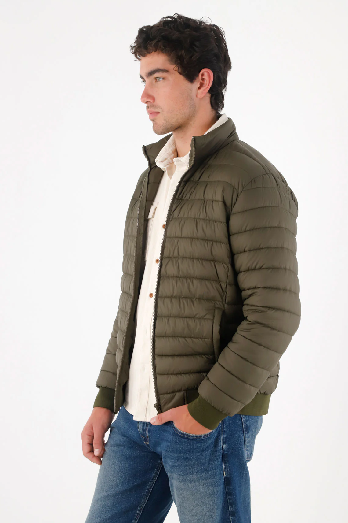 Green Quilted Jacket for Men - Image 2