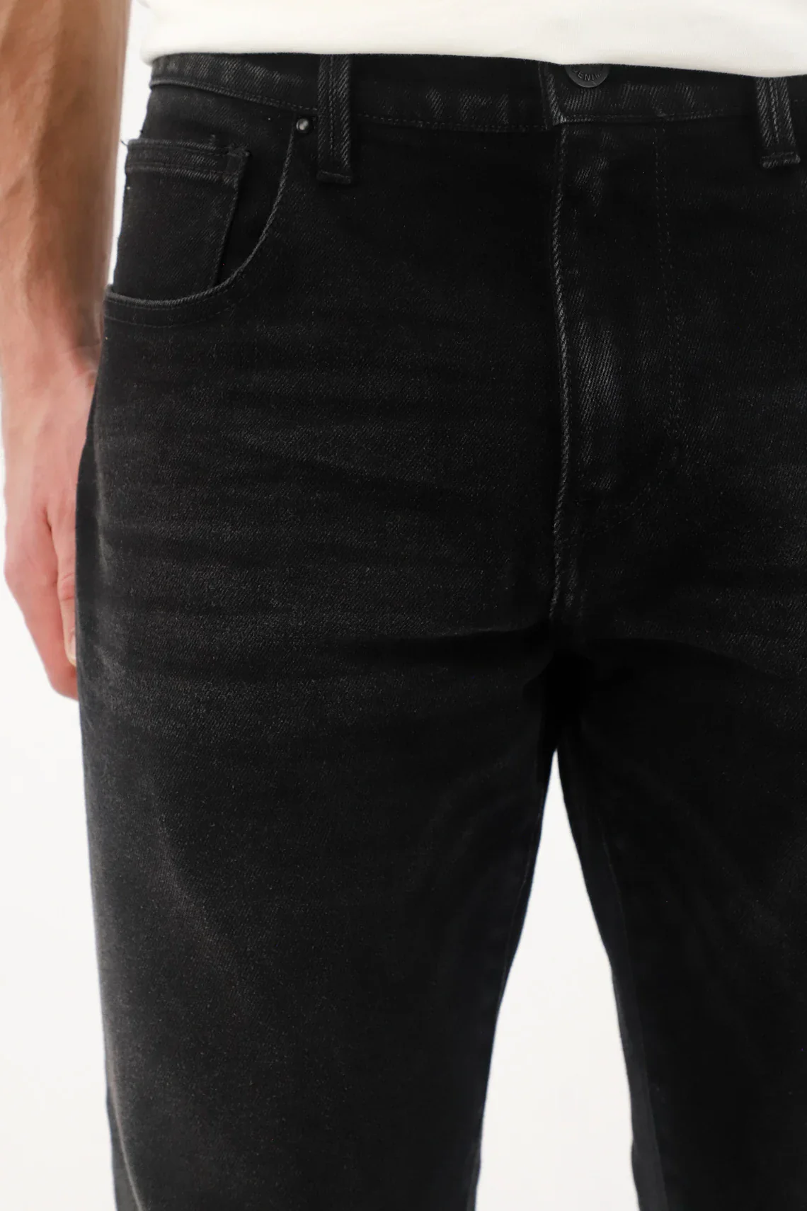 Straight Jeans black denim for men - Image 3