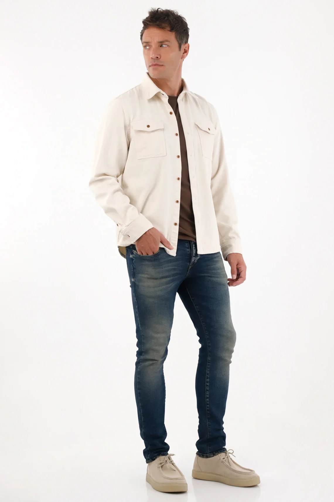 Skinny Jeans with Distressing in Blue for Men - Image 2