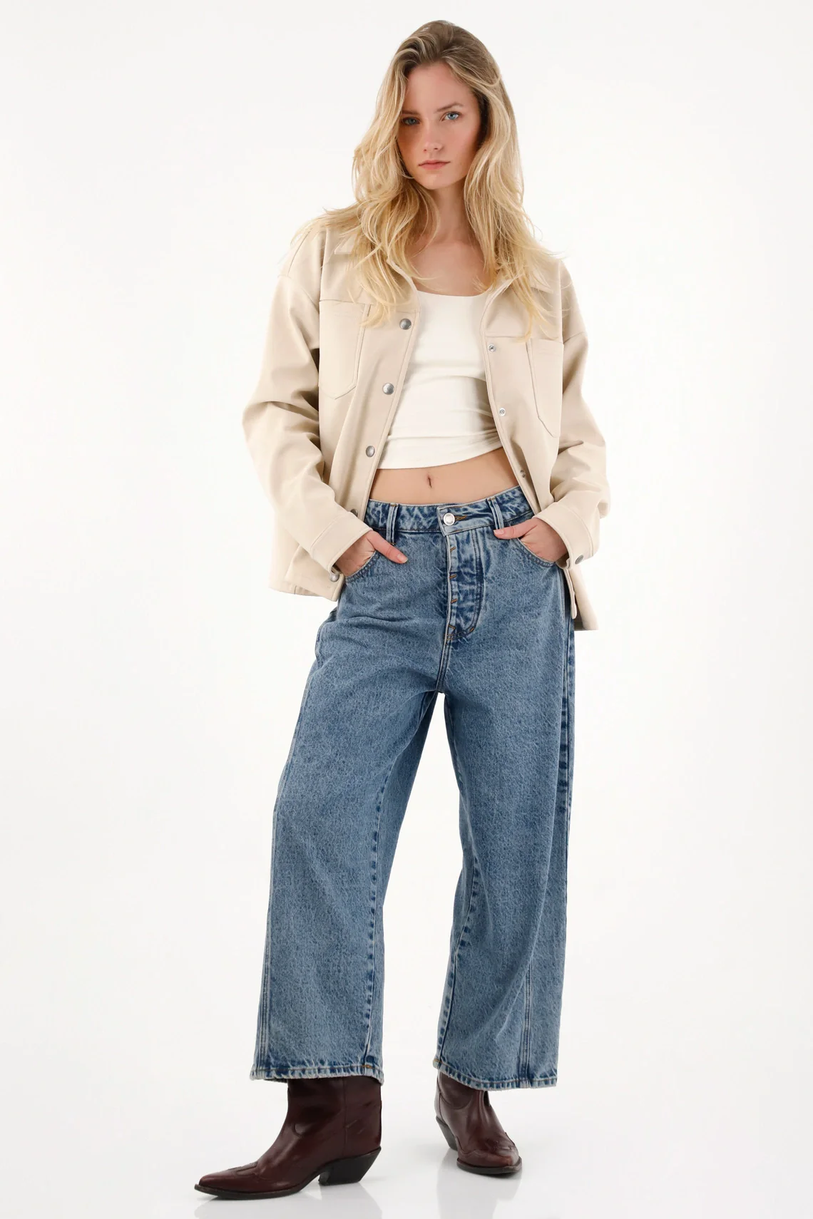 Mid Rise Horseshoe Jeans in Blue for Women