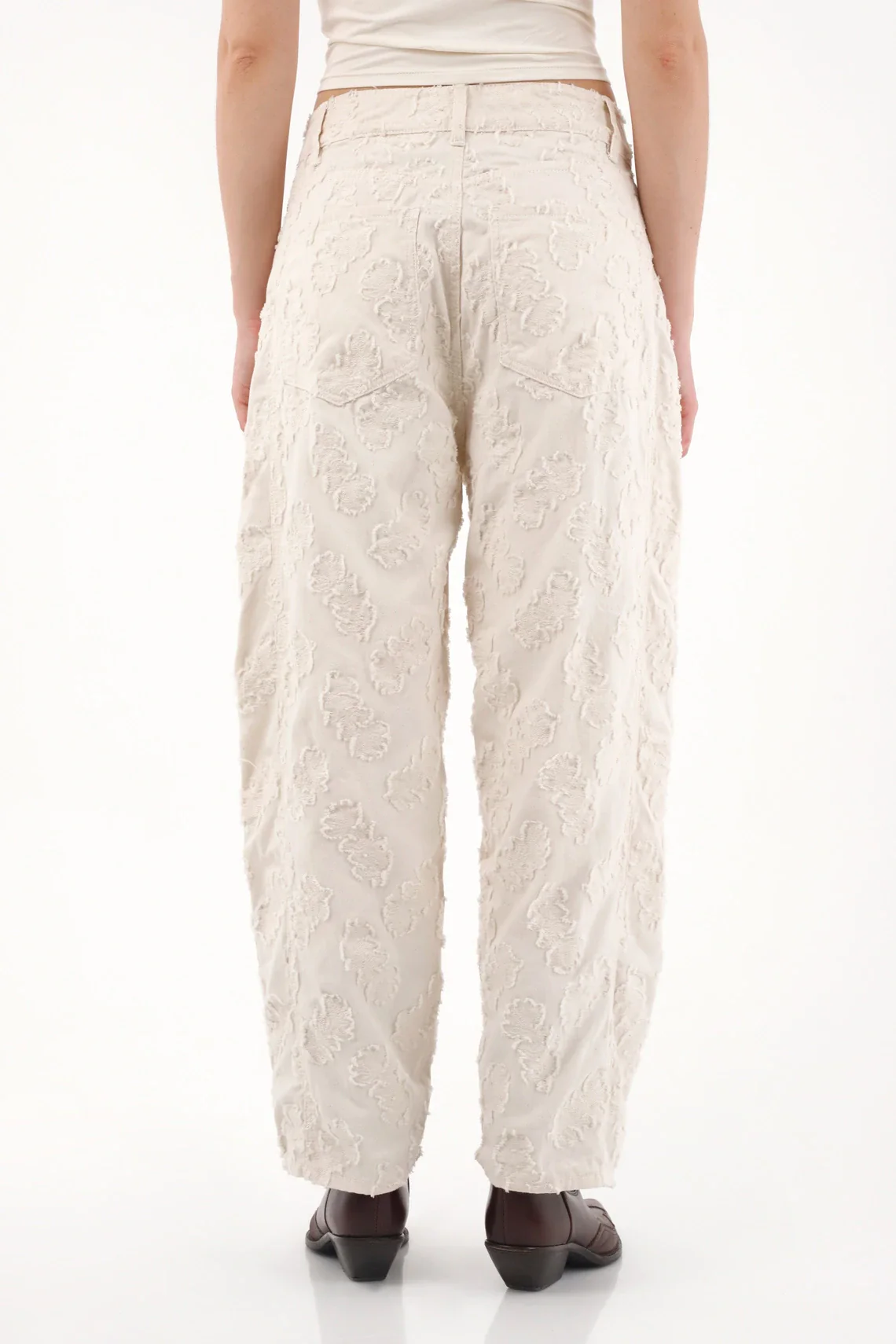 Barrel Jeans with Off-White Embroidery for Women - Image 4