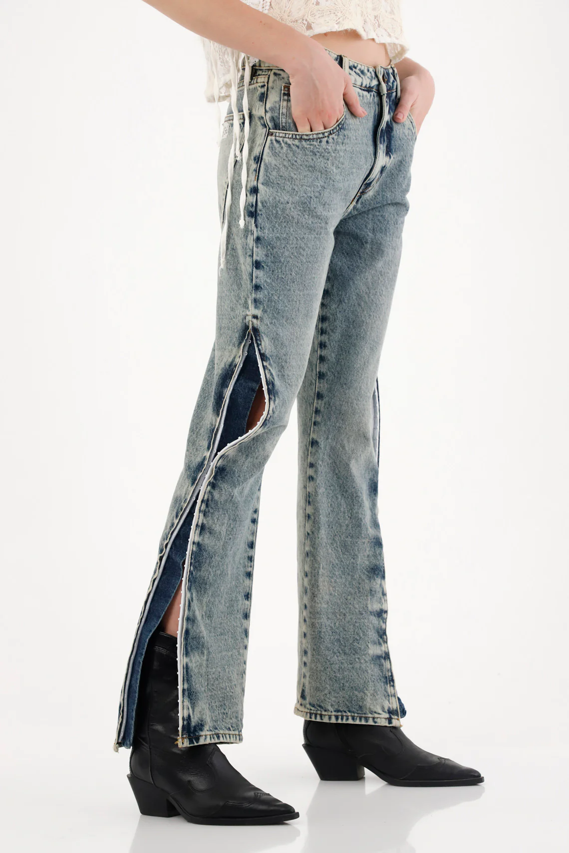 Straight Jeans with Openings and Side Fastenings for Women - Image 5