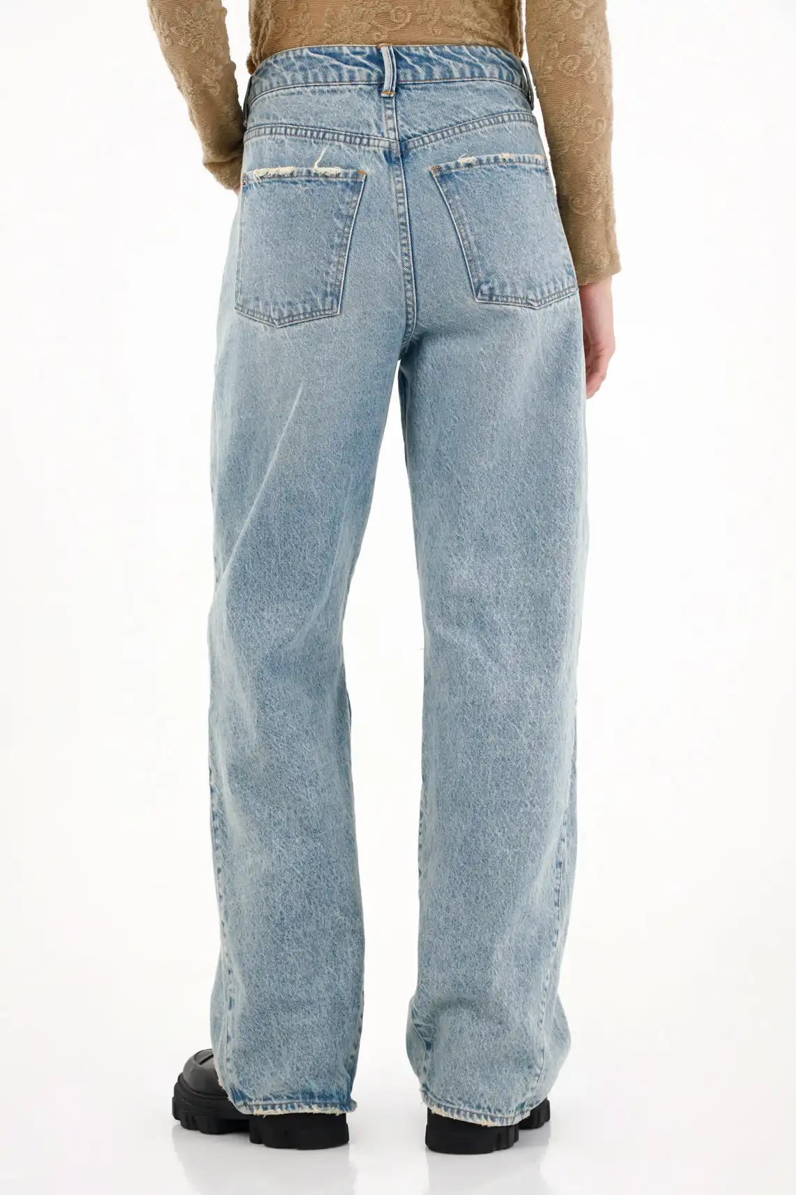 Light Blue Wide Leg Jeans for Women - Image 4