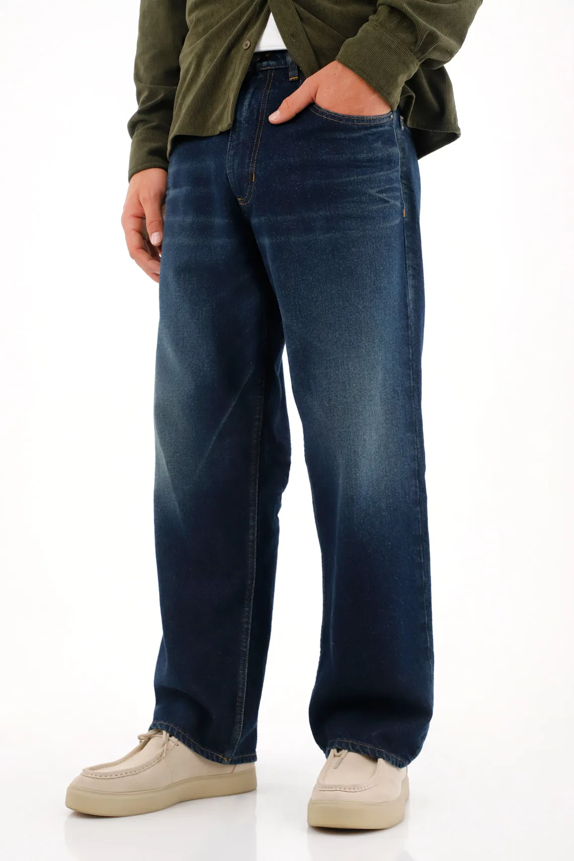 Jean Loose tiro medio azul para hombre - Image 2