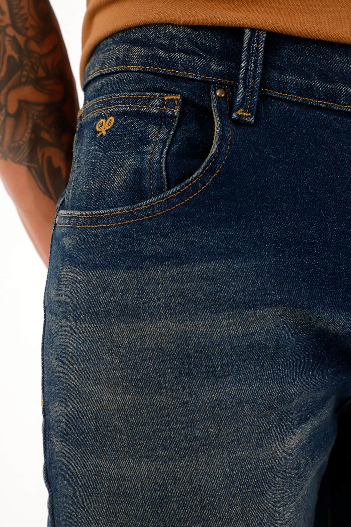 Men's Blue Mid-Rise Nudy Jeans with 3D Whiskers - Image 2