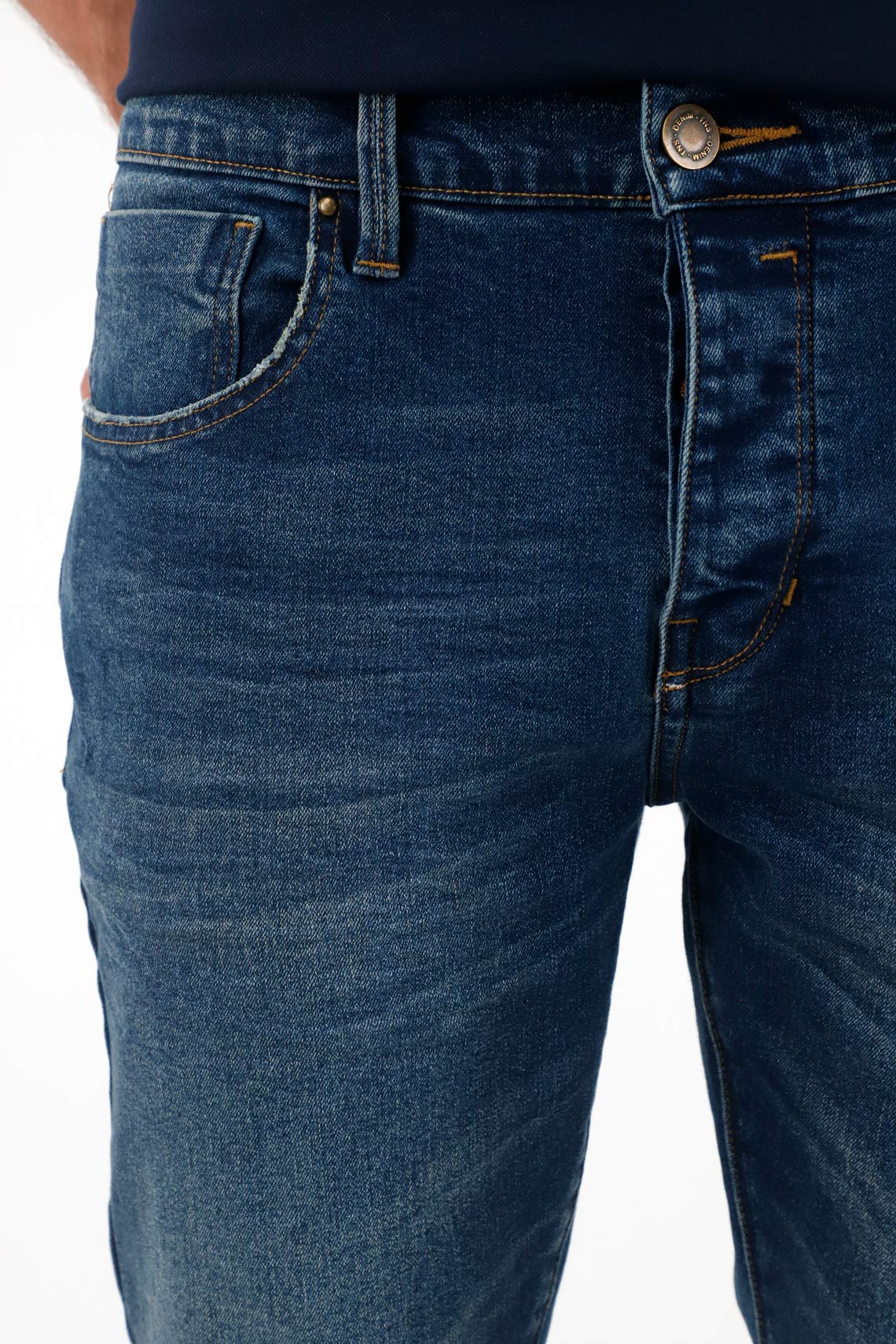 Men's Medium Rise Blue Skinny Jeans - Image 3