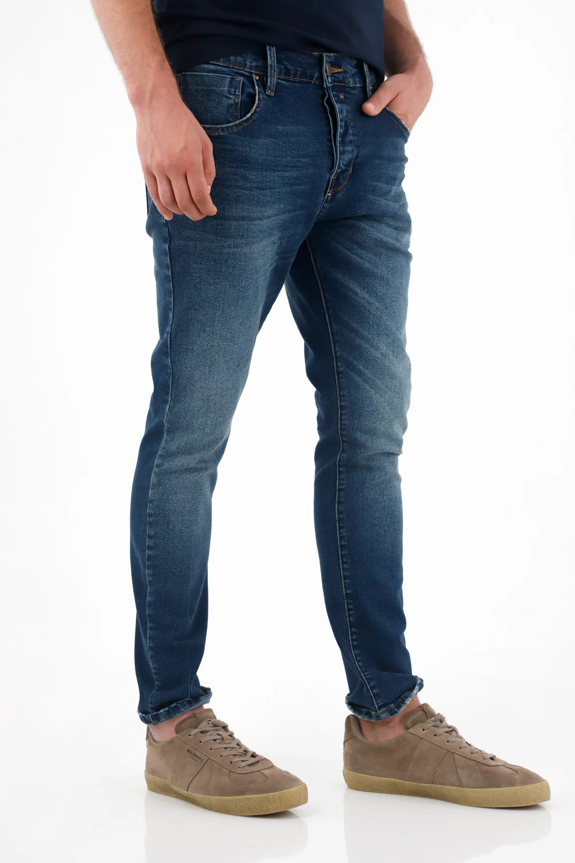 Men's Medium Rise Blue Skinny Jeans - Image 4