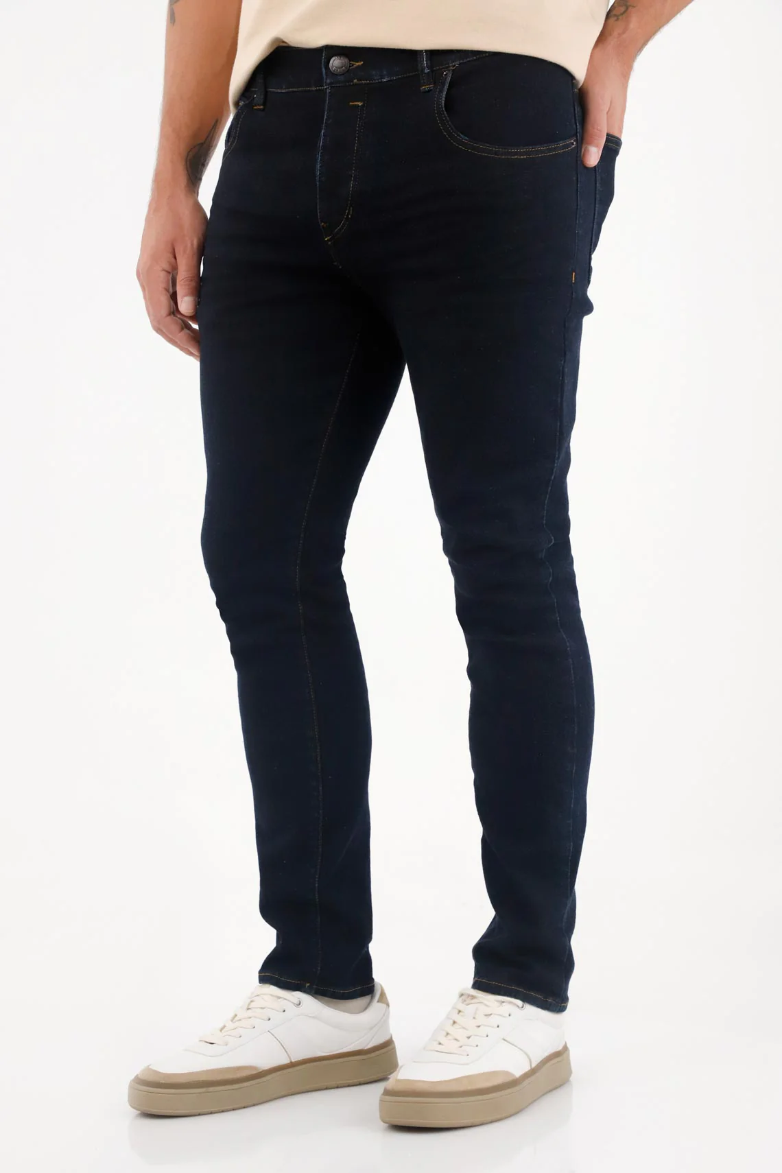 Medium Rise Blue Skinny Jeans for Men - Image 4