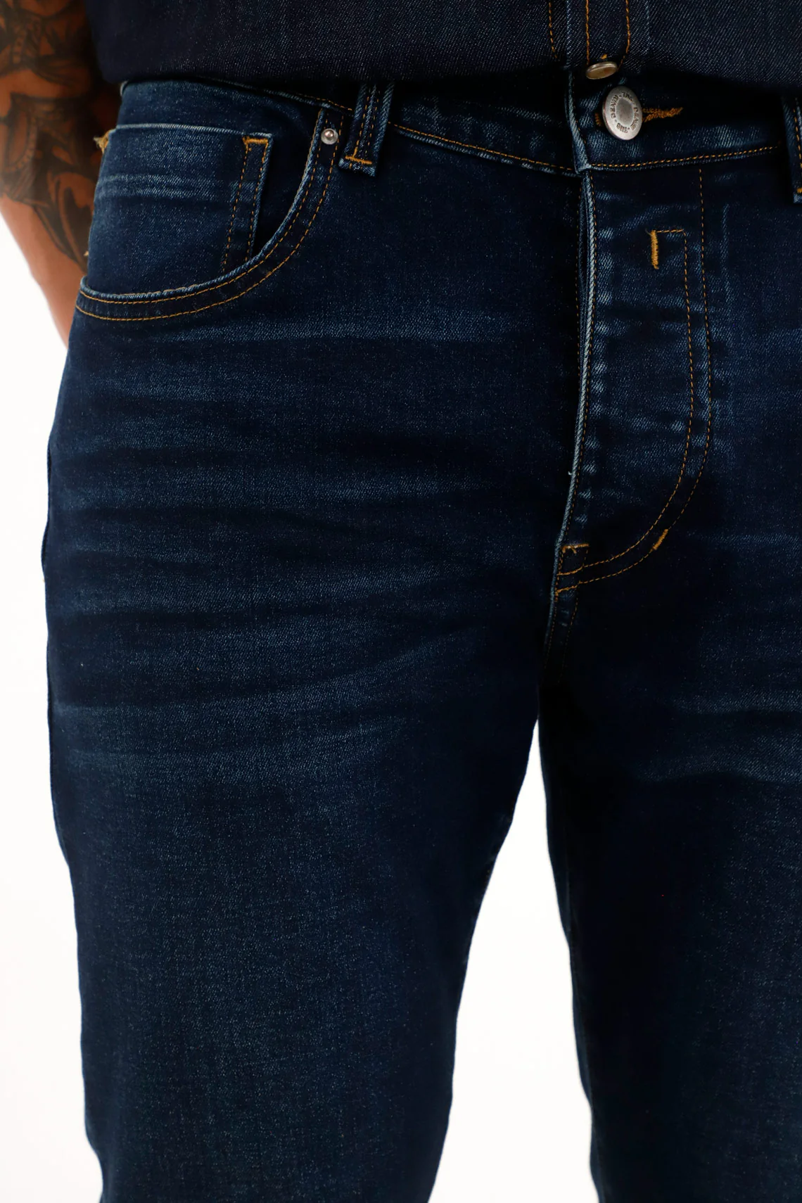 Men's Dark Blue Mid-Rise Super Skinny Jeans - Image 3