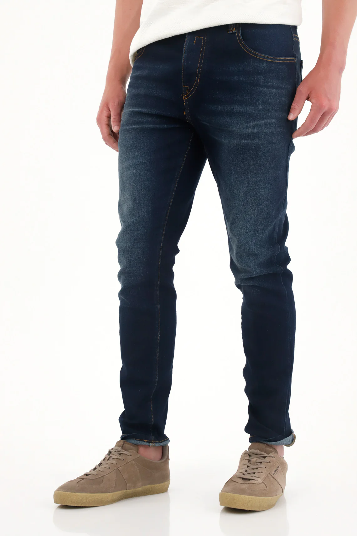 Men's Dark Blue Medium Rise Super Skinny Jeans - Image 4