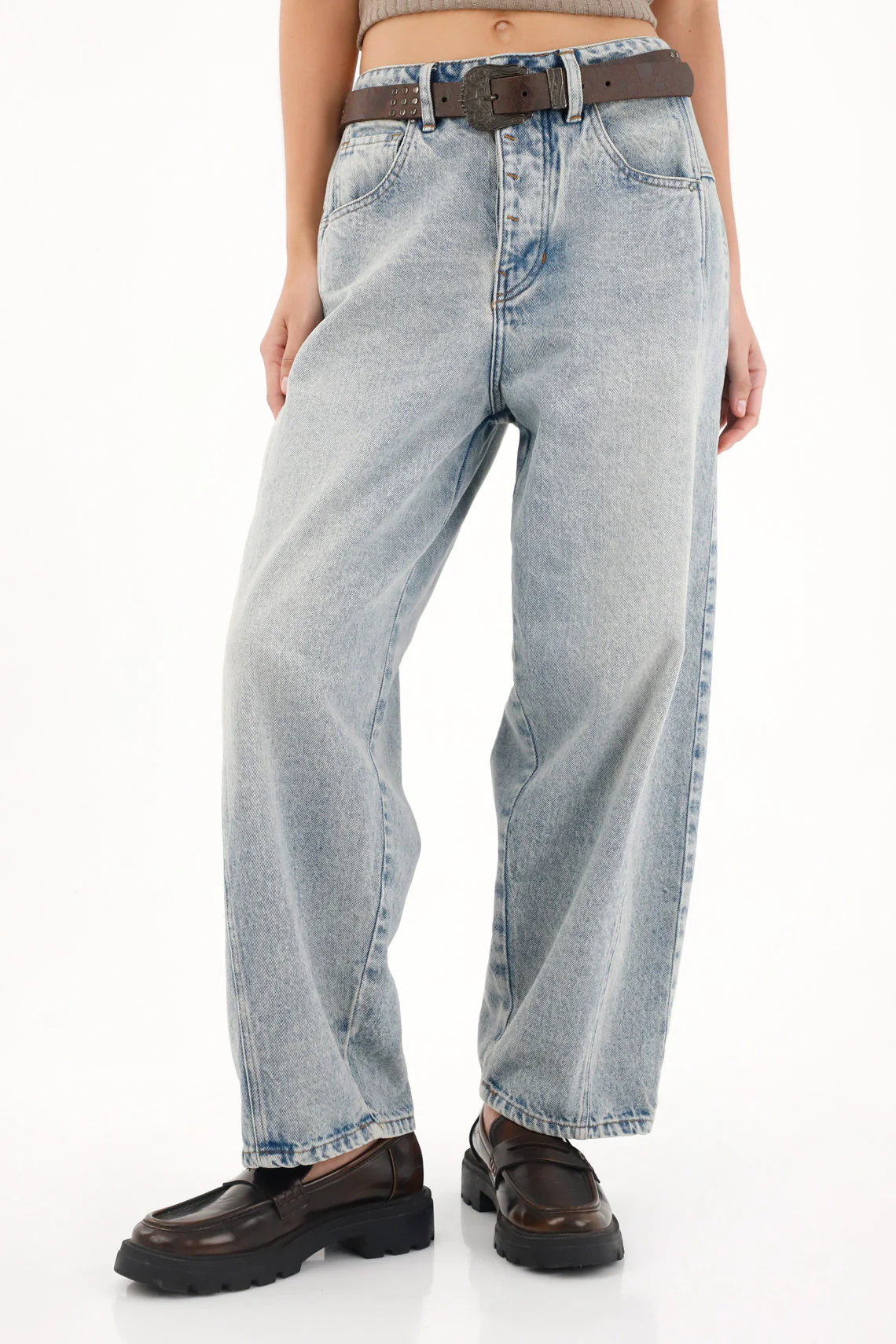 Women's Low-Rise Blue Horseshoe Jeans