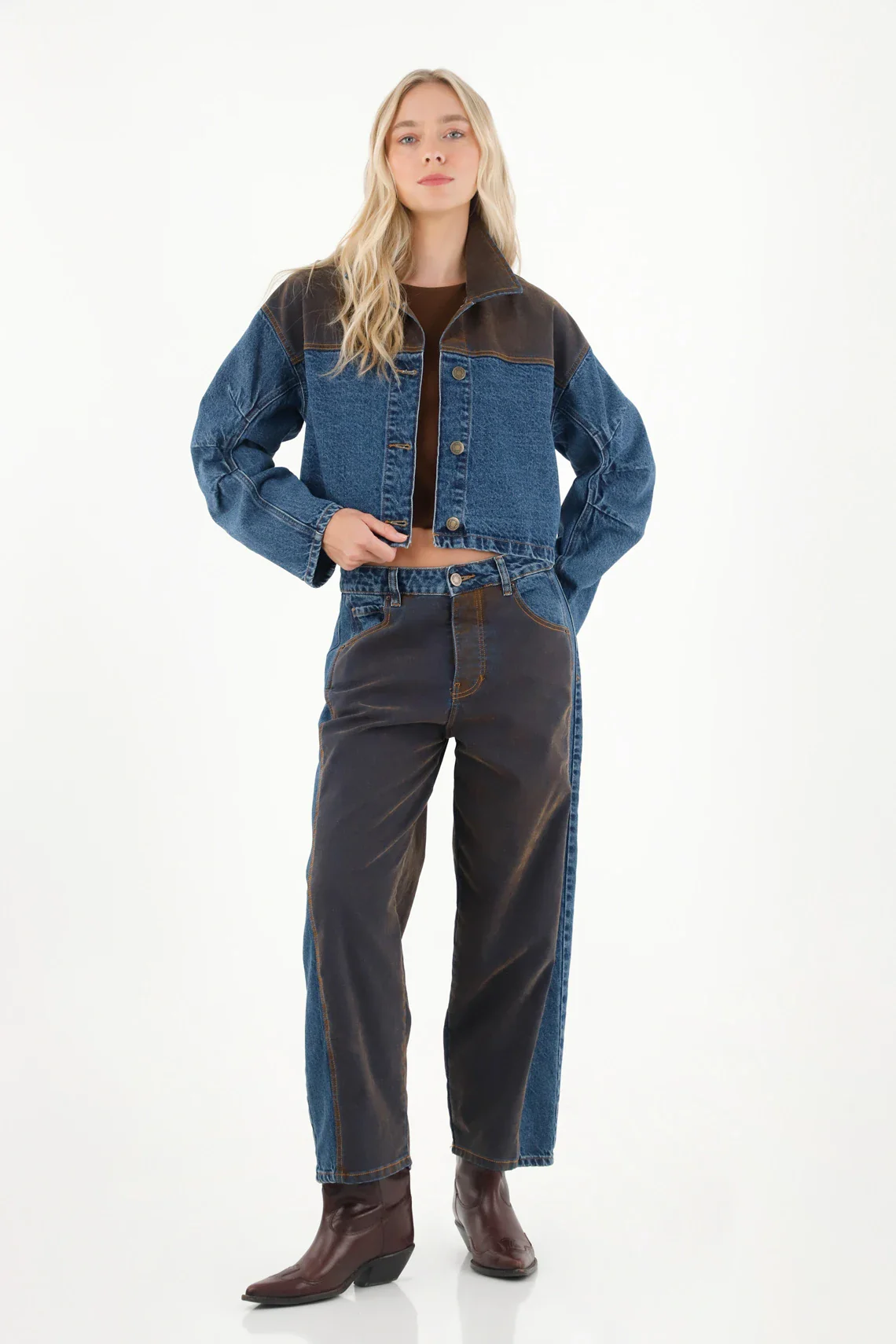 Blue Velvet Cut Jeans for Women - Image 2