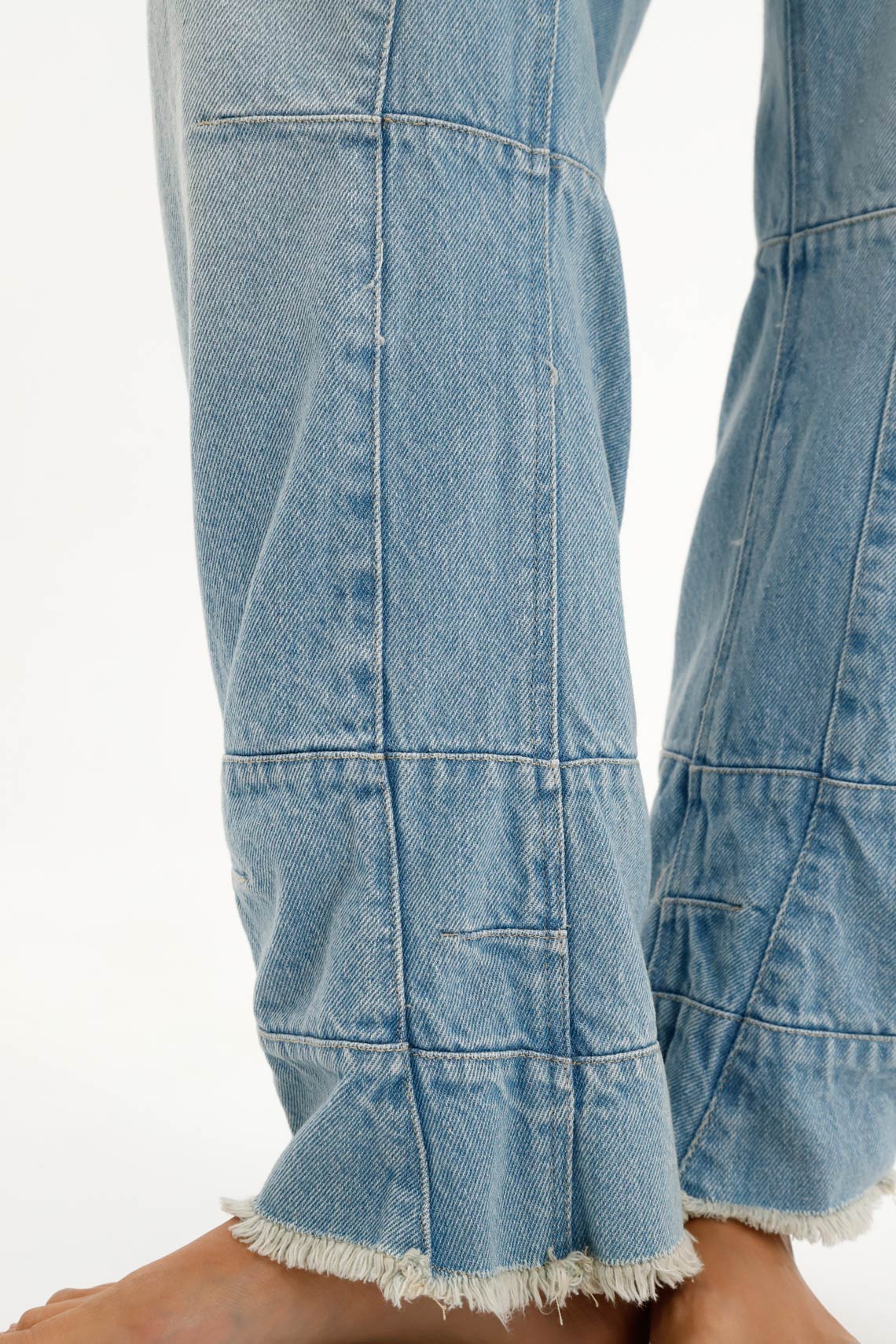 Women's Blue Frayed Jeans - Image 3