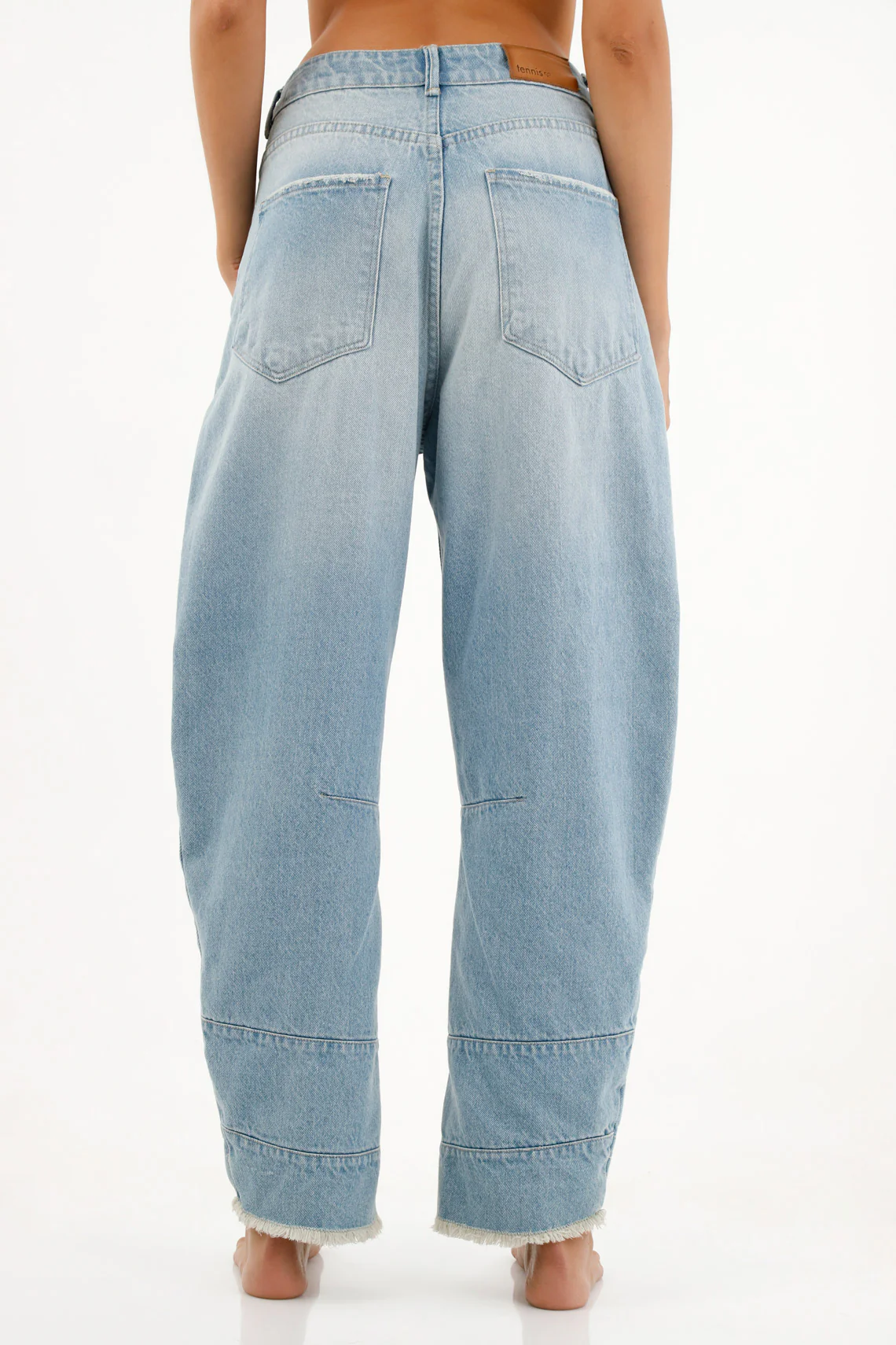 Women's Blue Frayed Jeans - Image 4
