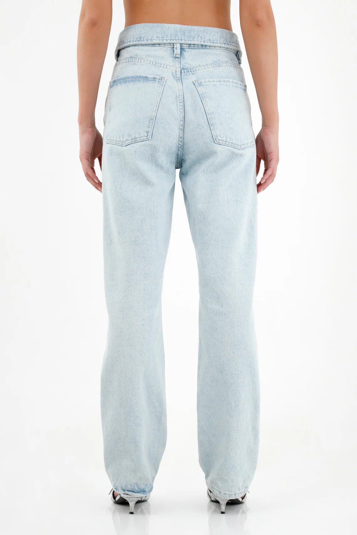 Women's Cuffed Waist Blue Jeans - Image 4