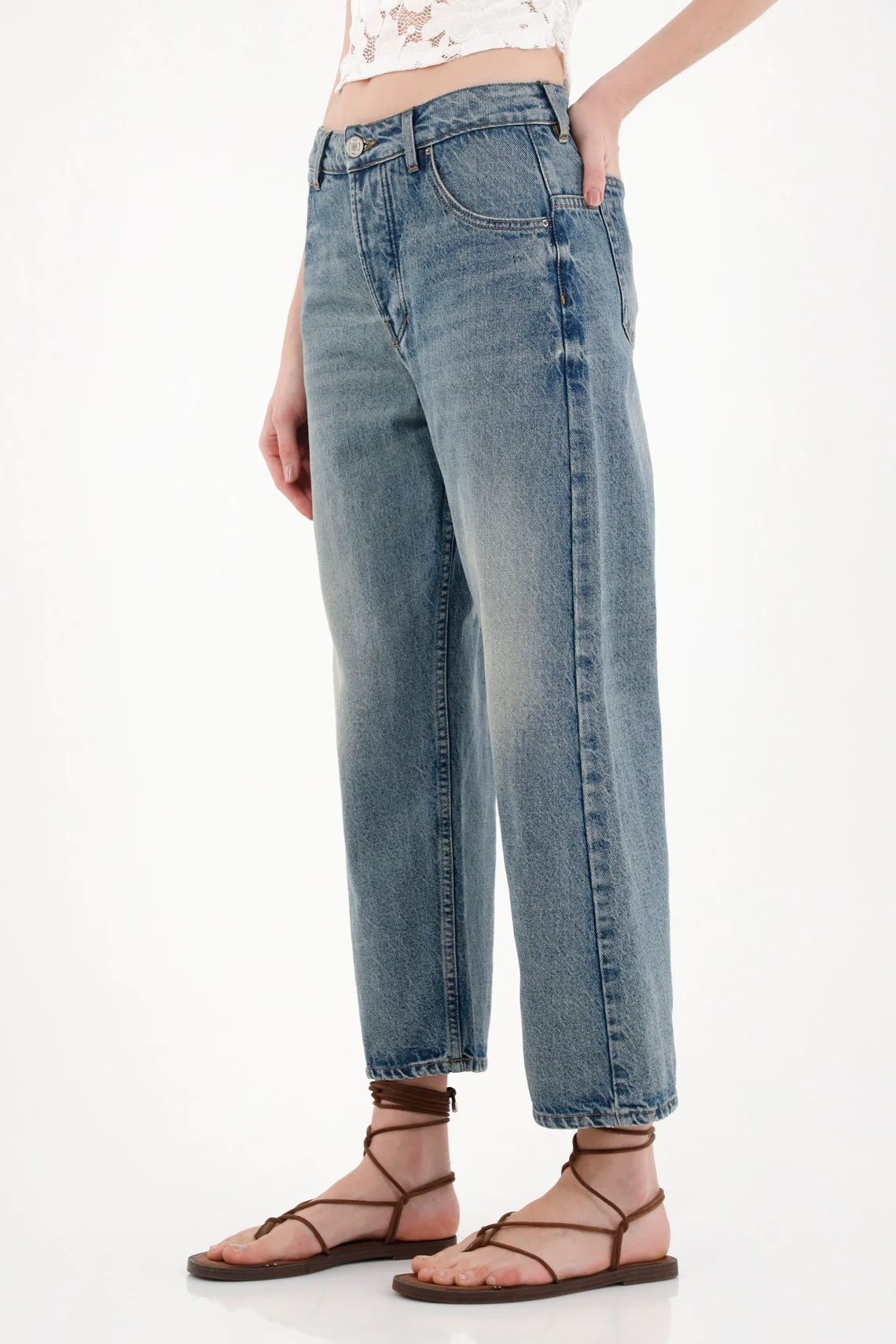 Medium Rise Straight Jeans in Blue for Women - Image 3