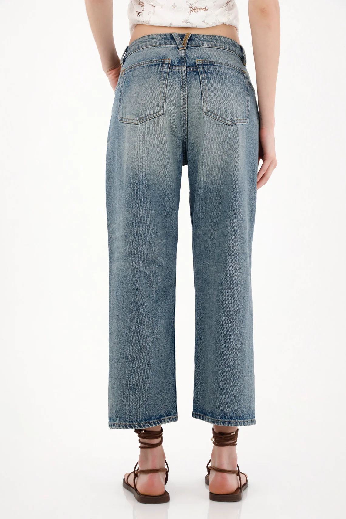 Medium Rise Straight Jeans in Blue for Women - Image 5