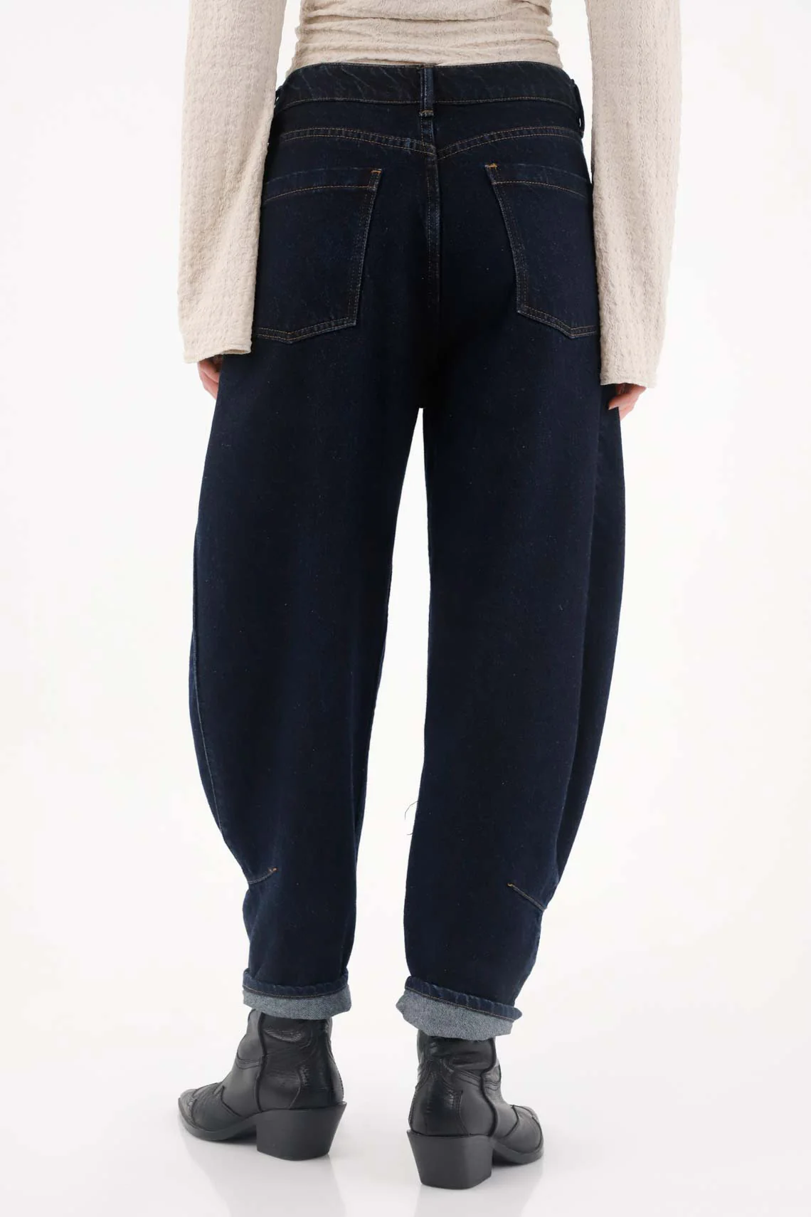 Slouchy Jeans with Decorative Press in Blue for Women - Image 5