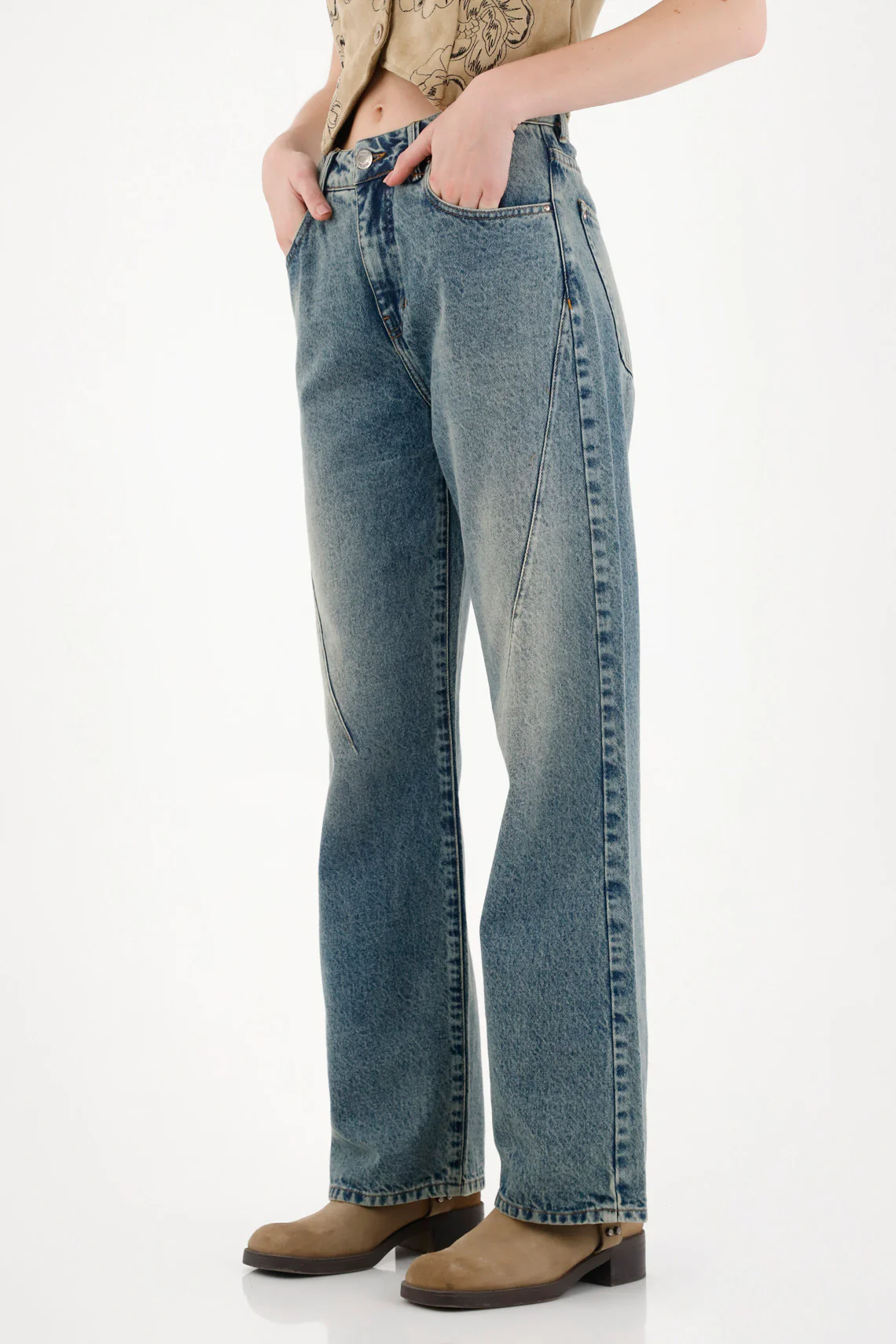 High Rise Wide Leg Jeans in Blue for Women