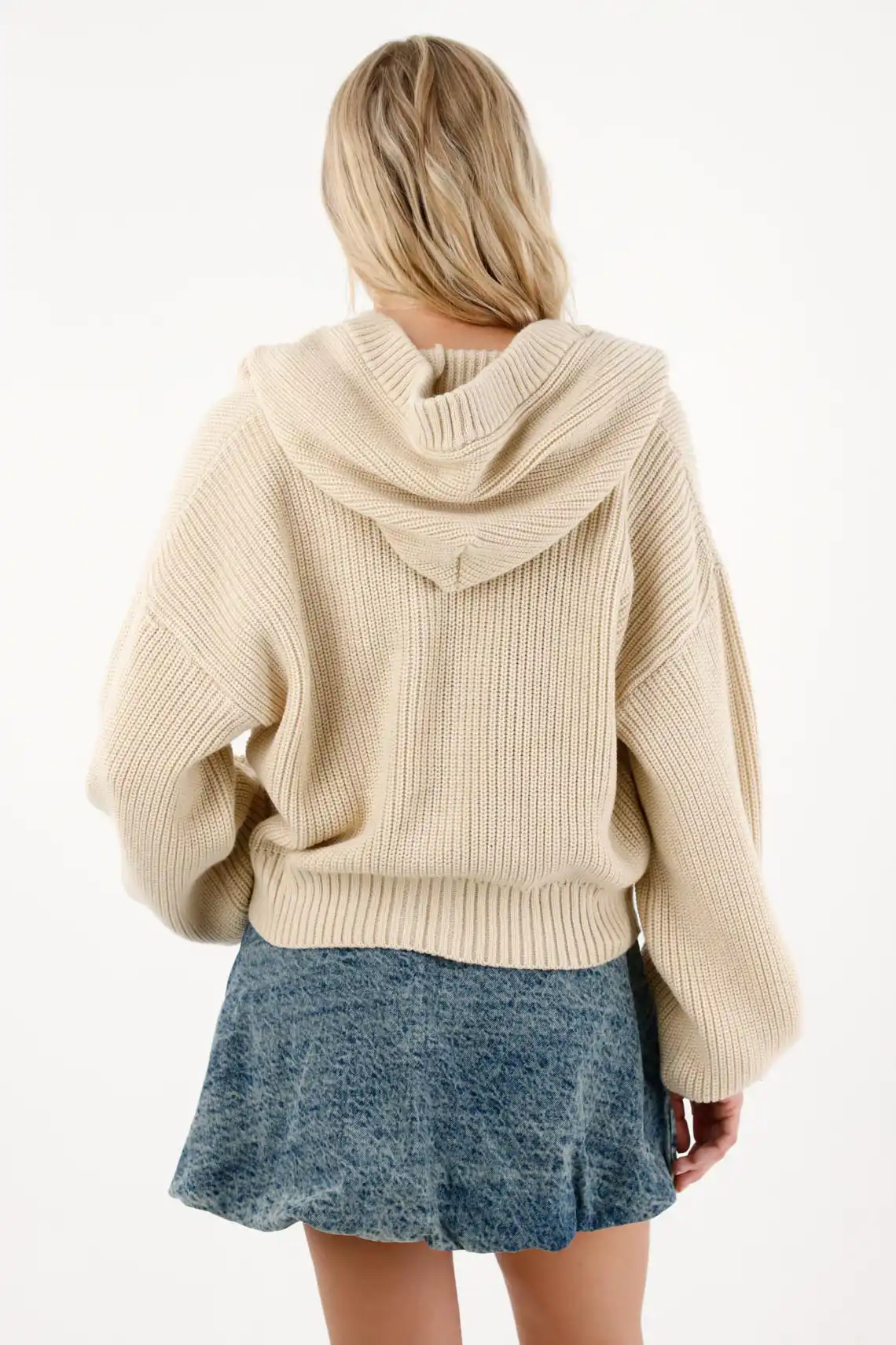 Cropped Oversized Acrylic Knit Women’s Hoodie - Image 5