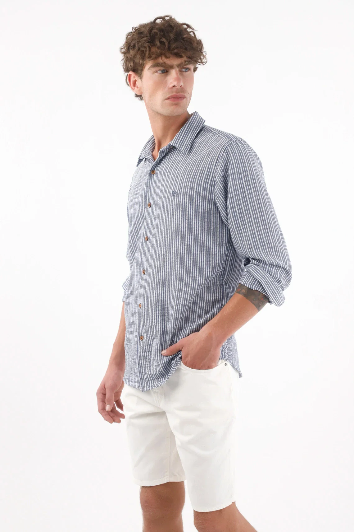 Men's Cotton White Bermuda Shorts Straight Fit with Clean Finish - Image 3