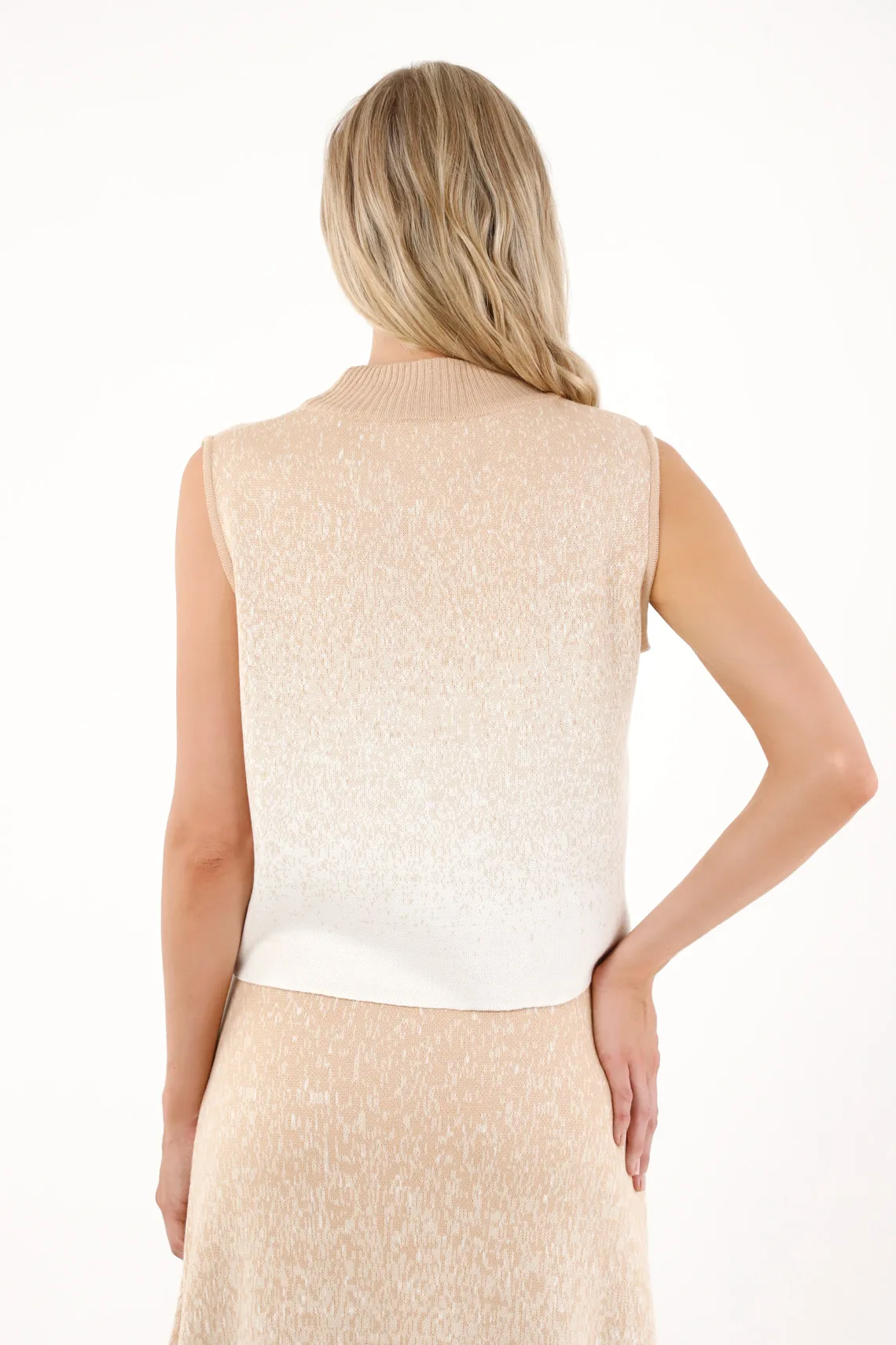 Knit Vest with Turtleneck in Off-White for Women - Image 4