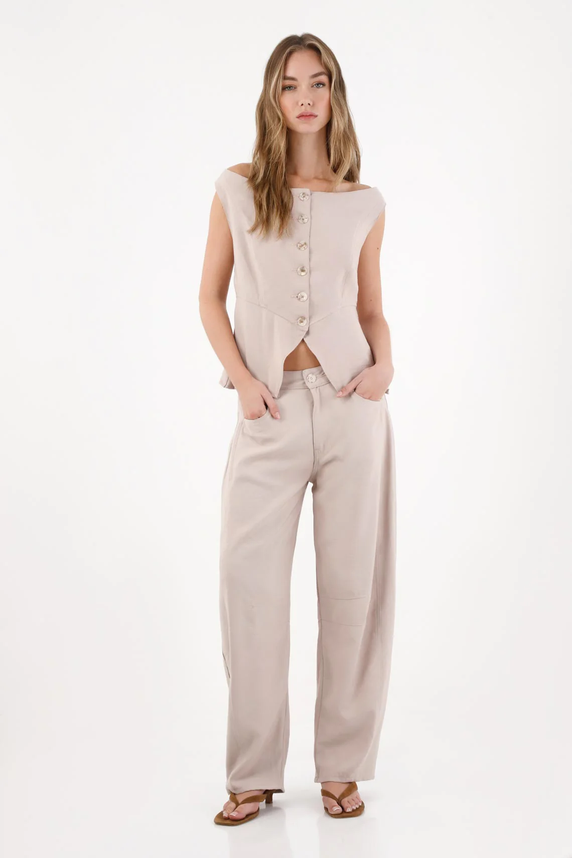 Off-White Boat Neck Vest for Women - Image 2