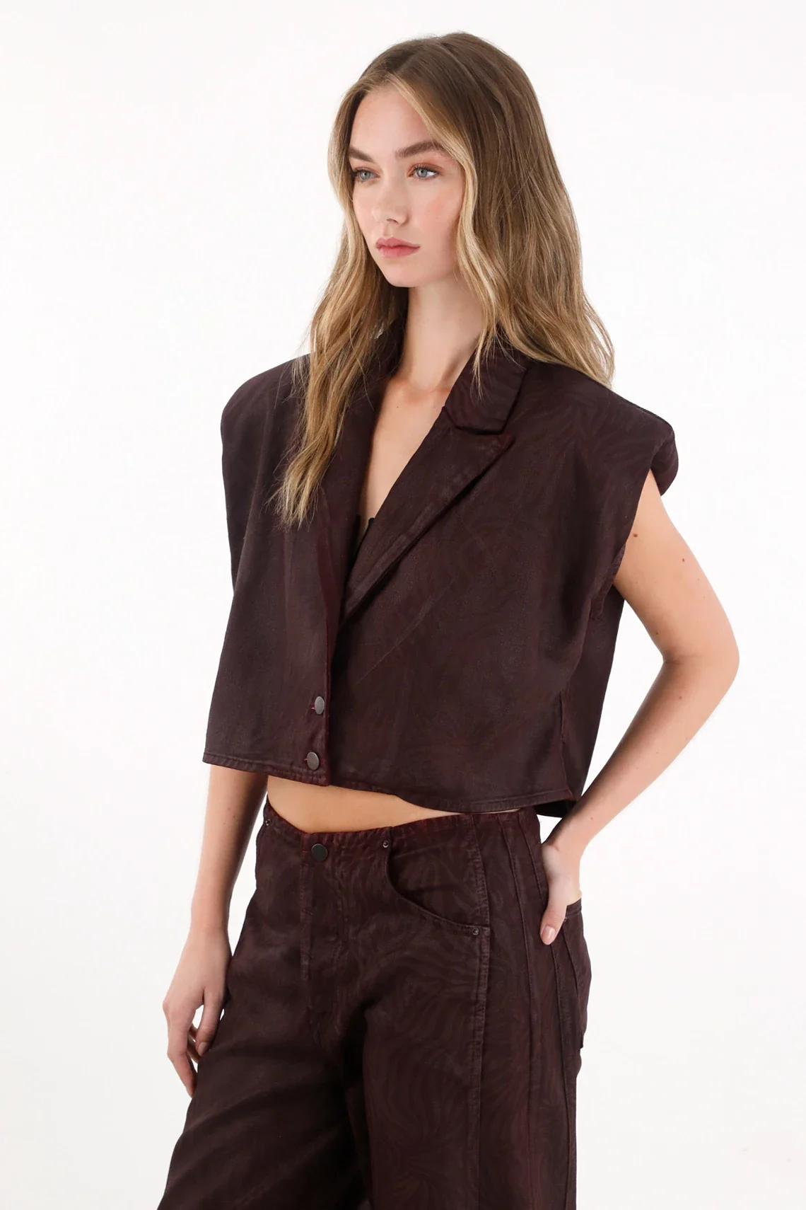 Cropped Vest with Animal Print for Women - Image 3