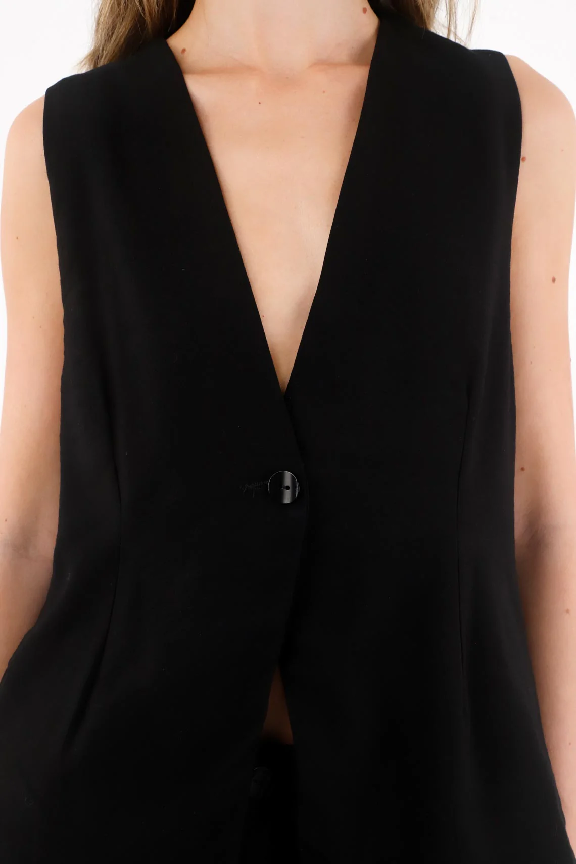 Black V-Neck Vest for Women - Image 3