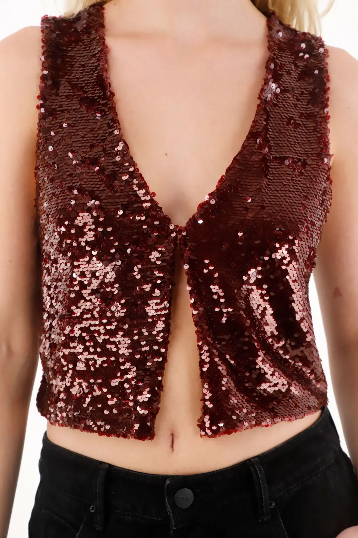 Sequin Vest with Opening for Women - Image 2