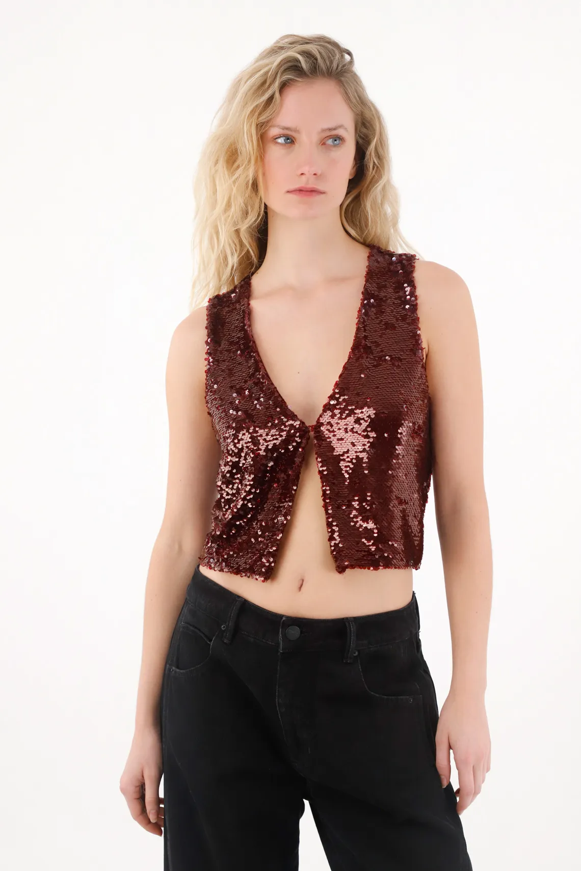 Sequin Vest with Opening for Women - Image 3