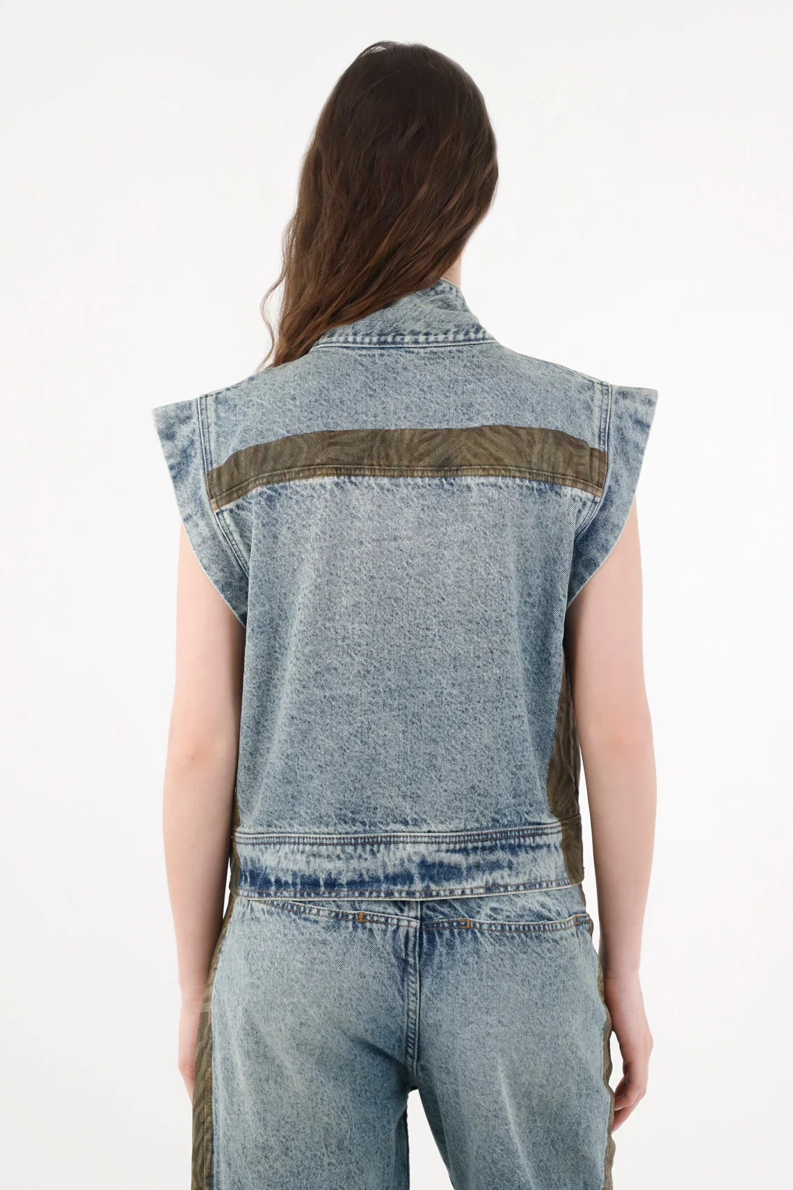 Vest for Women Cotton Blue Wash Straight Fit Side Closure - Image 4