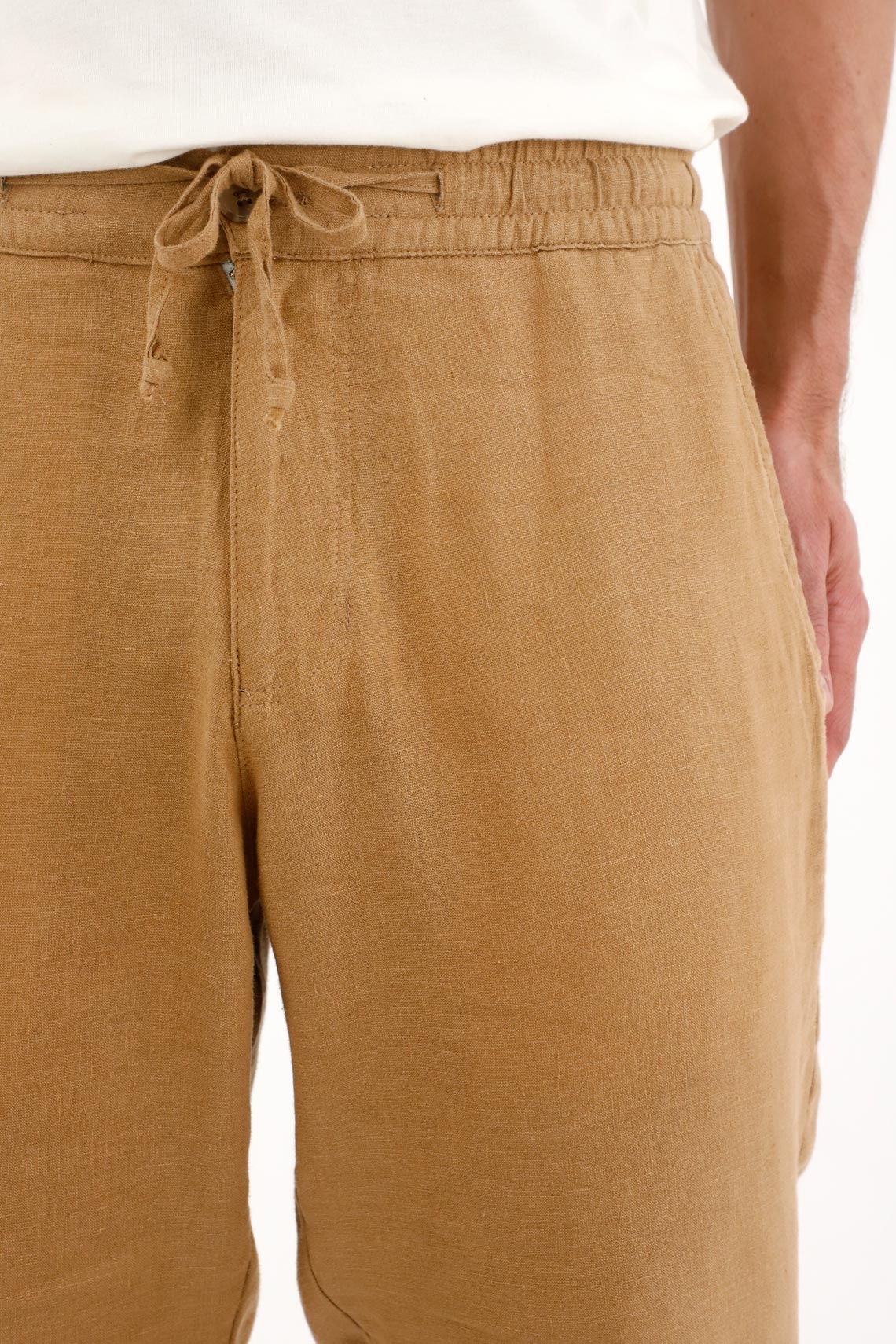 Men's 100% Linen Brown Chino Pants - Image 3