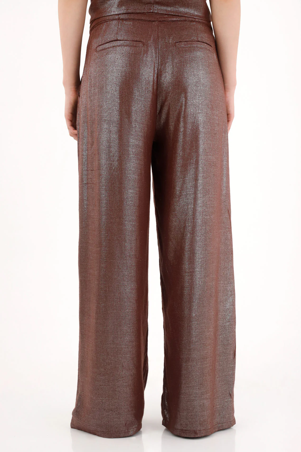 Metallic Effect Wide Leg Pants for Women - Image 4