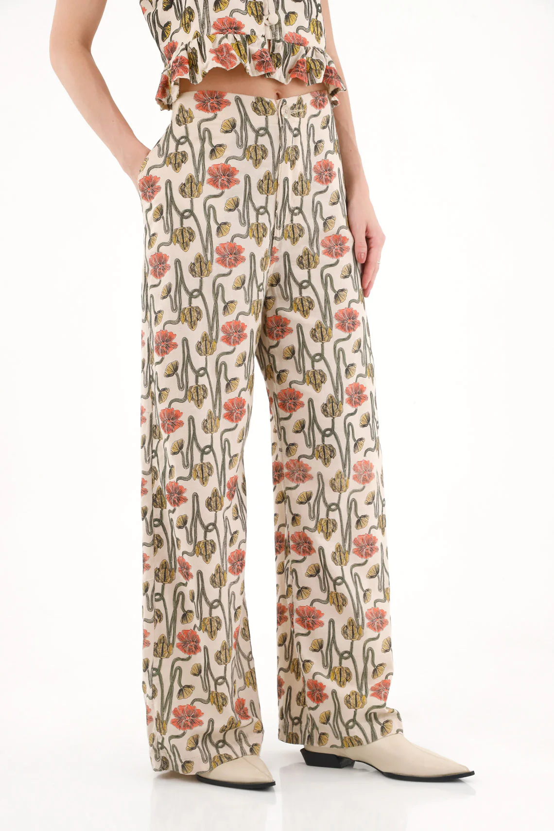 Women's Straight Leg Pants with Embossed Print - Image 2