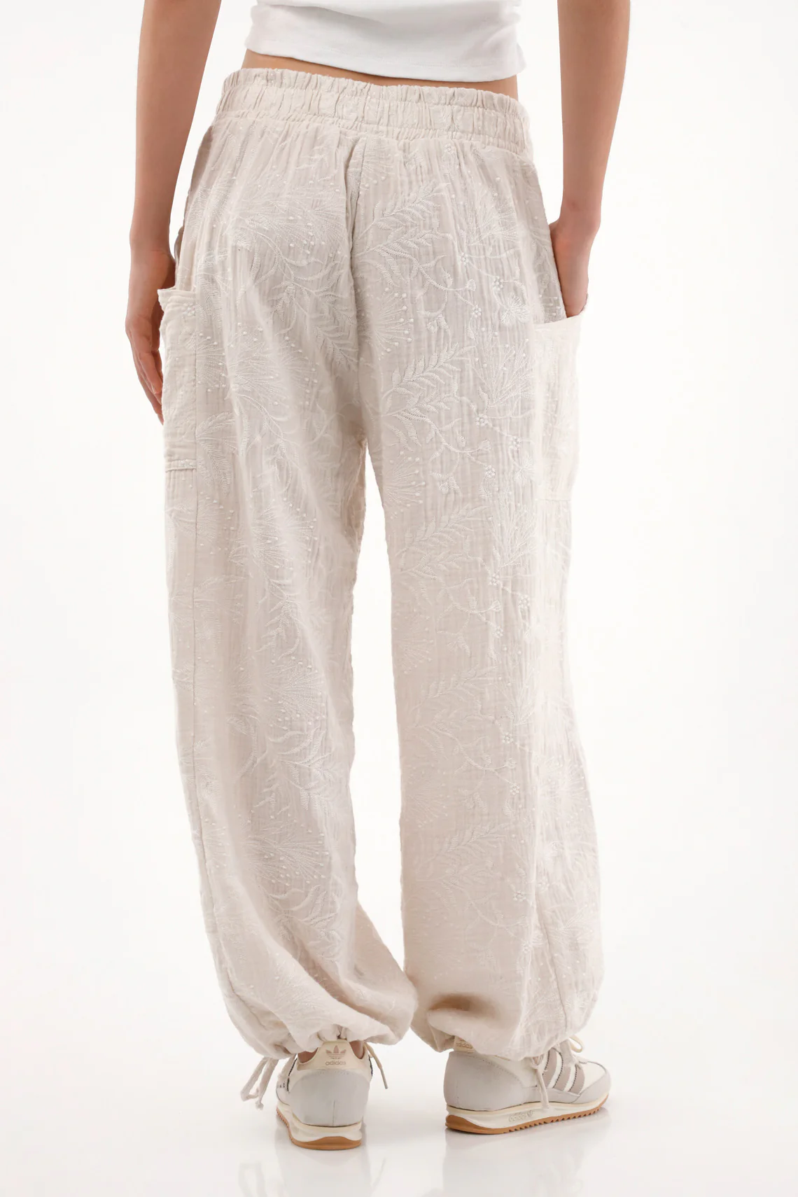 Women's Gray Embroidered Jogger Pants - Image 2