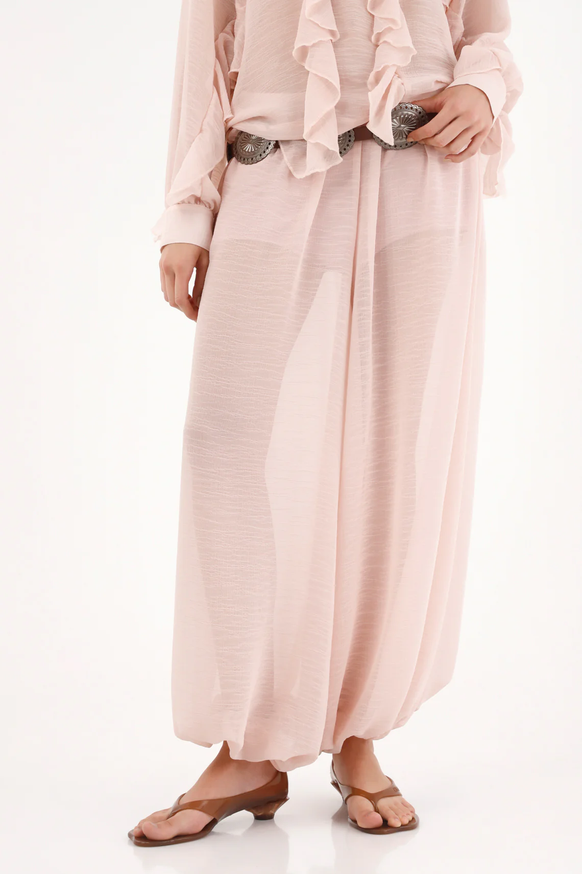 Women's Pink Sheer Jogger Pants - Image 2