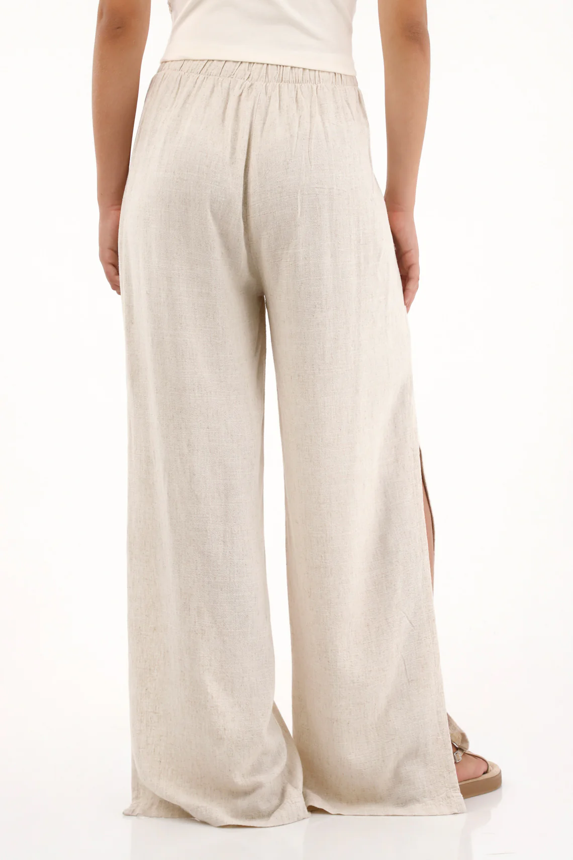 Women's Cream Textured Pants - Image 4