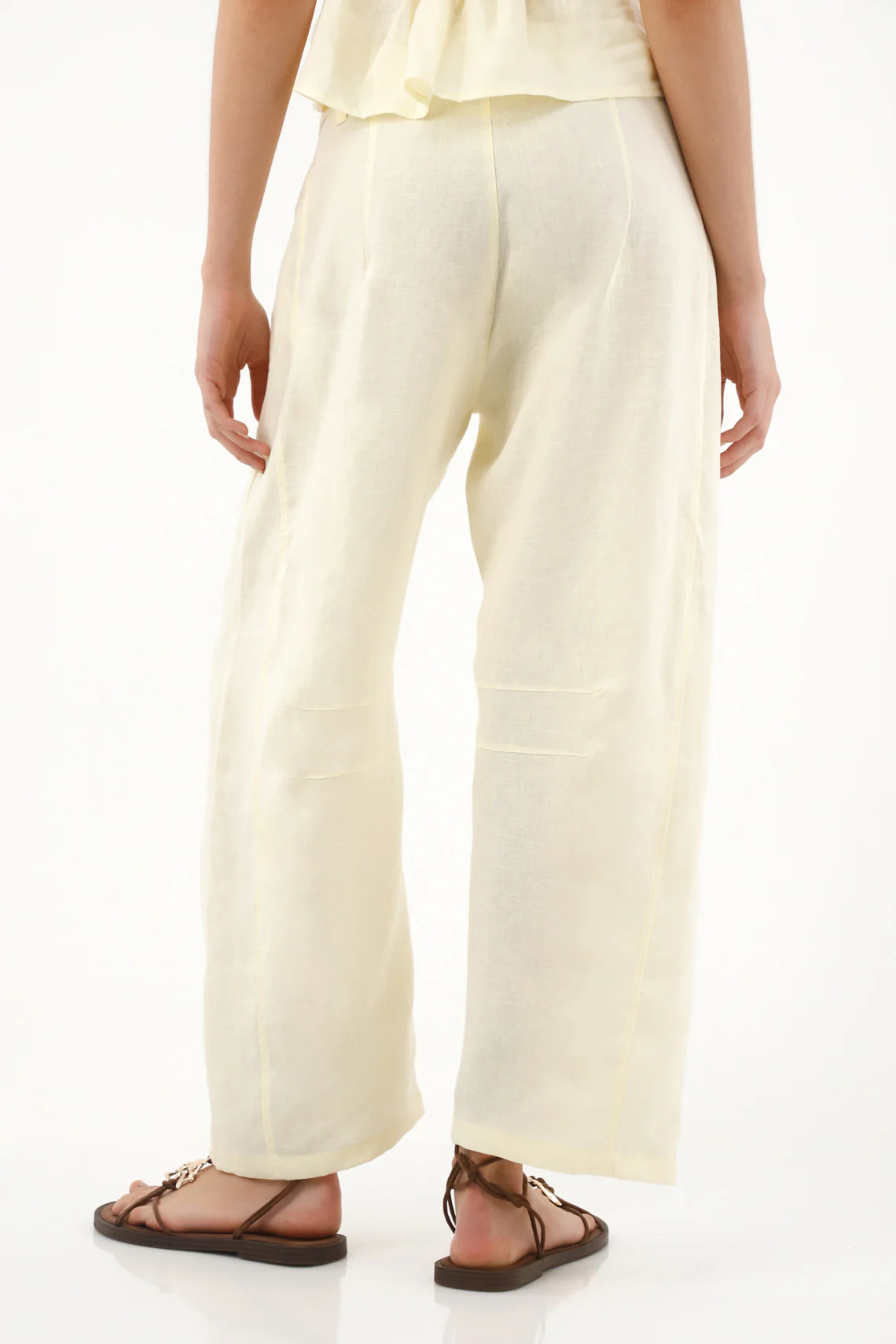 Women's Yellow 100% Linen Horseshoe Pants - Image 4