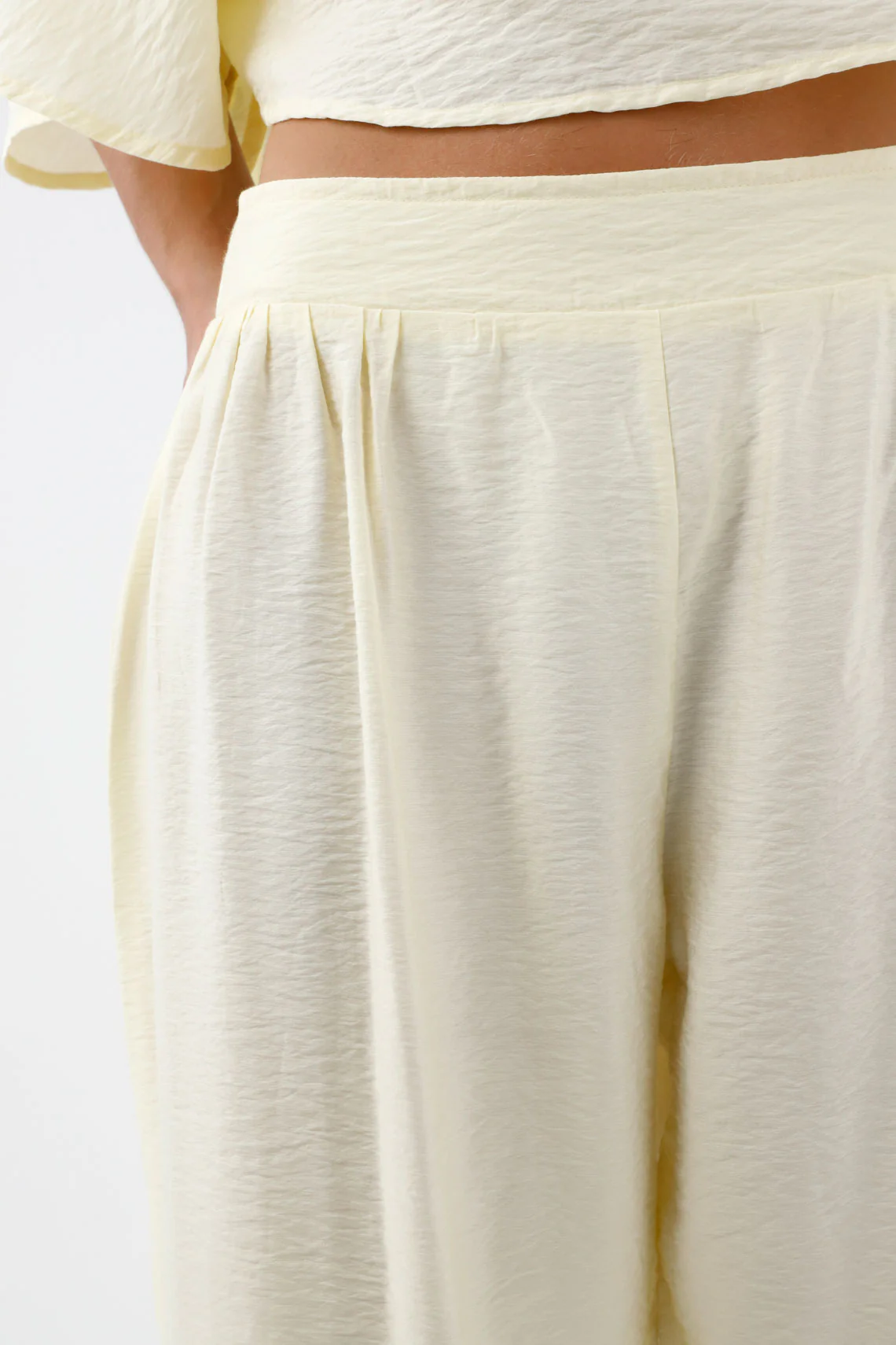 Ivory Viscose Relaxed Fit Pants with Crinkle Texture for Women - Image 2