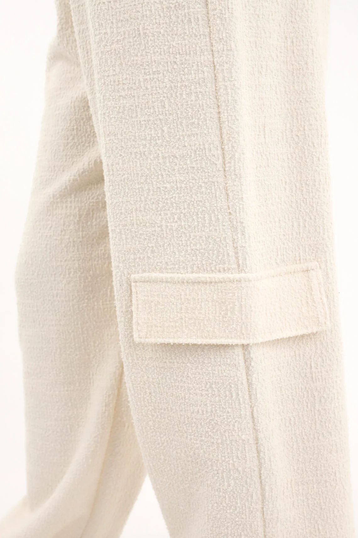 Off-white tweed jogger pants for women - Image 3