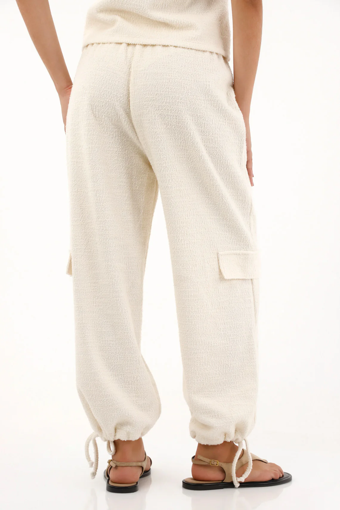 Off-white tweed jogger pants for women - Image 4