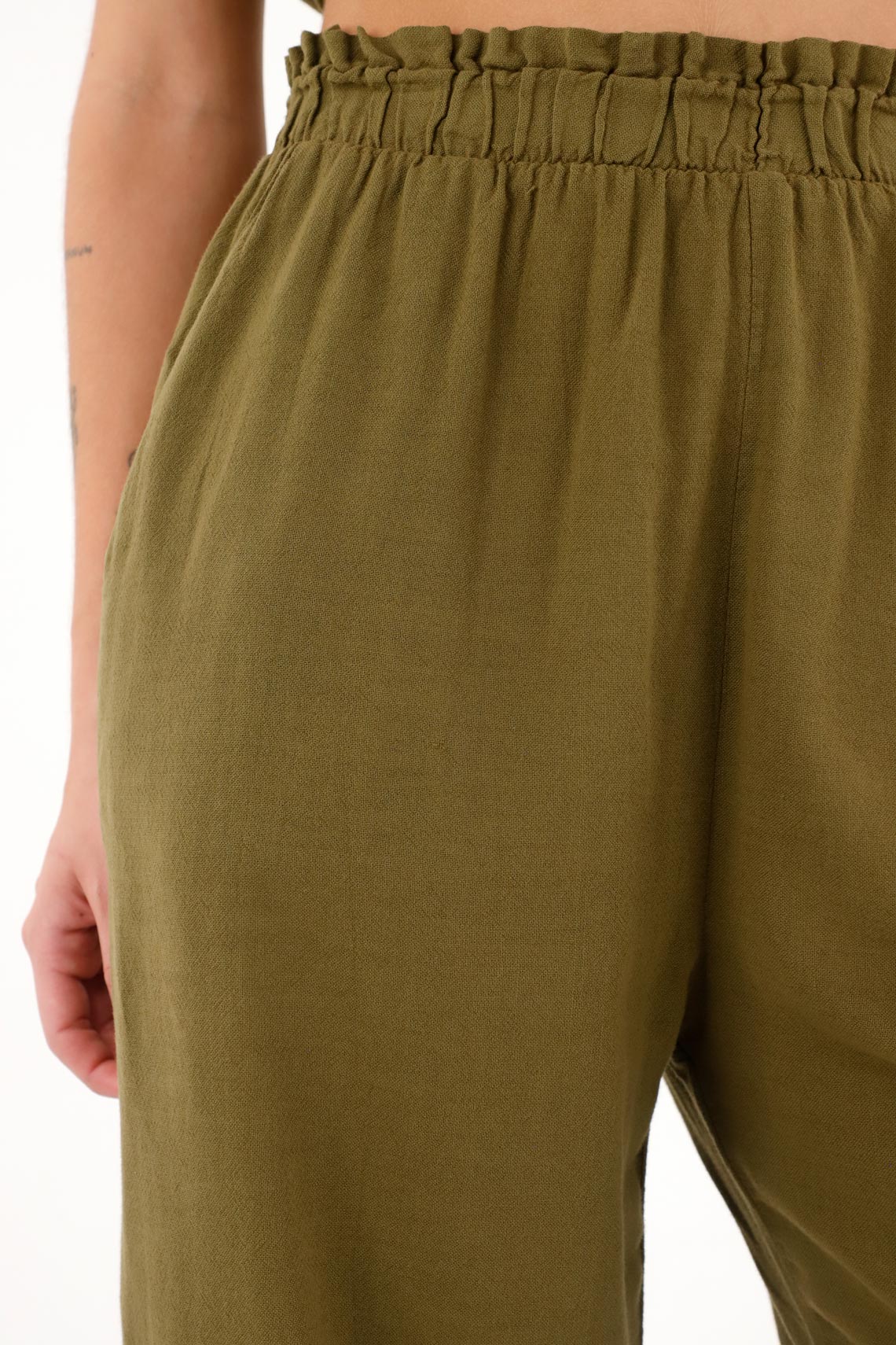 Women's Green Elastic Waist Pants - Image 3