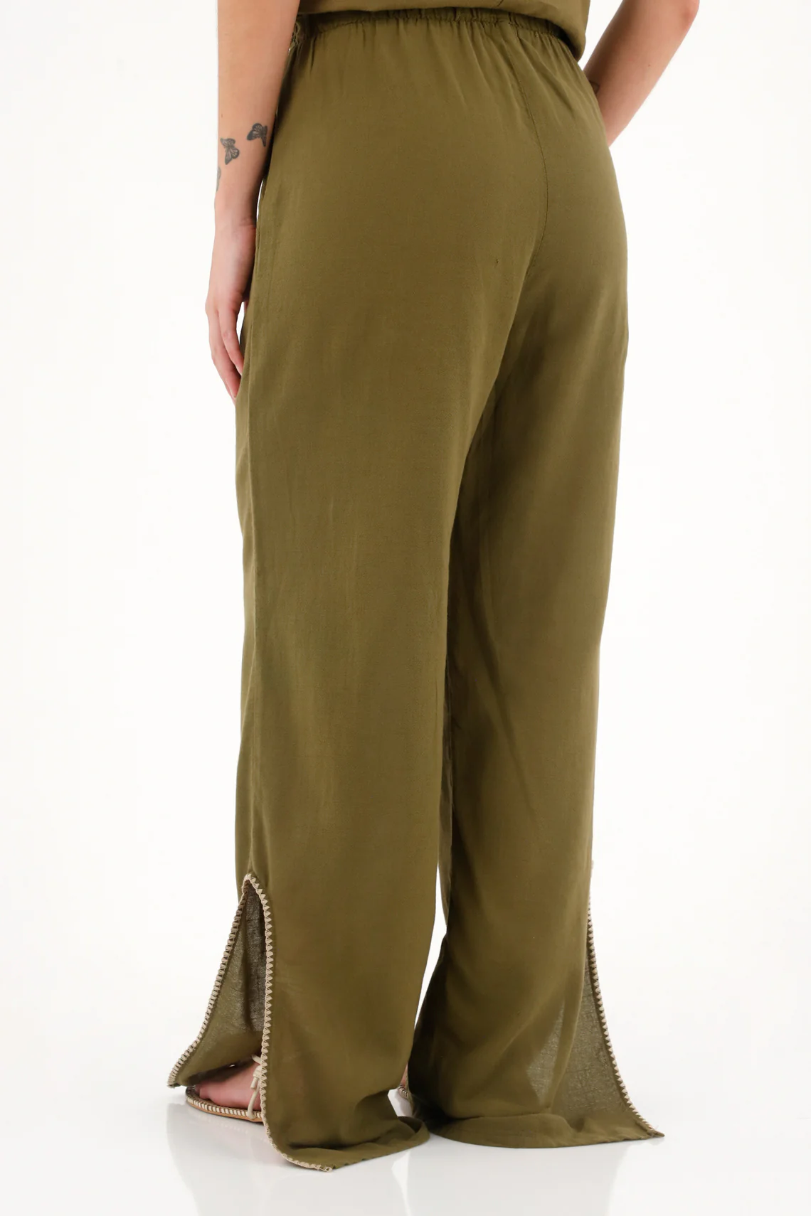 Women's Green Elastic Waist Pants - Image 4