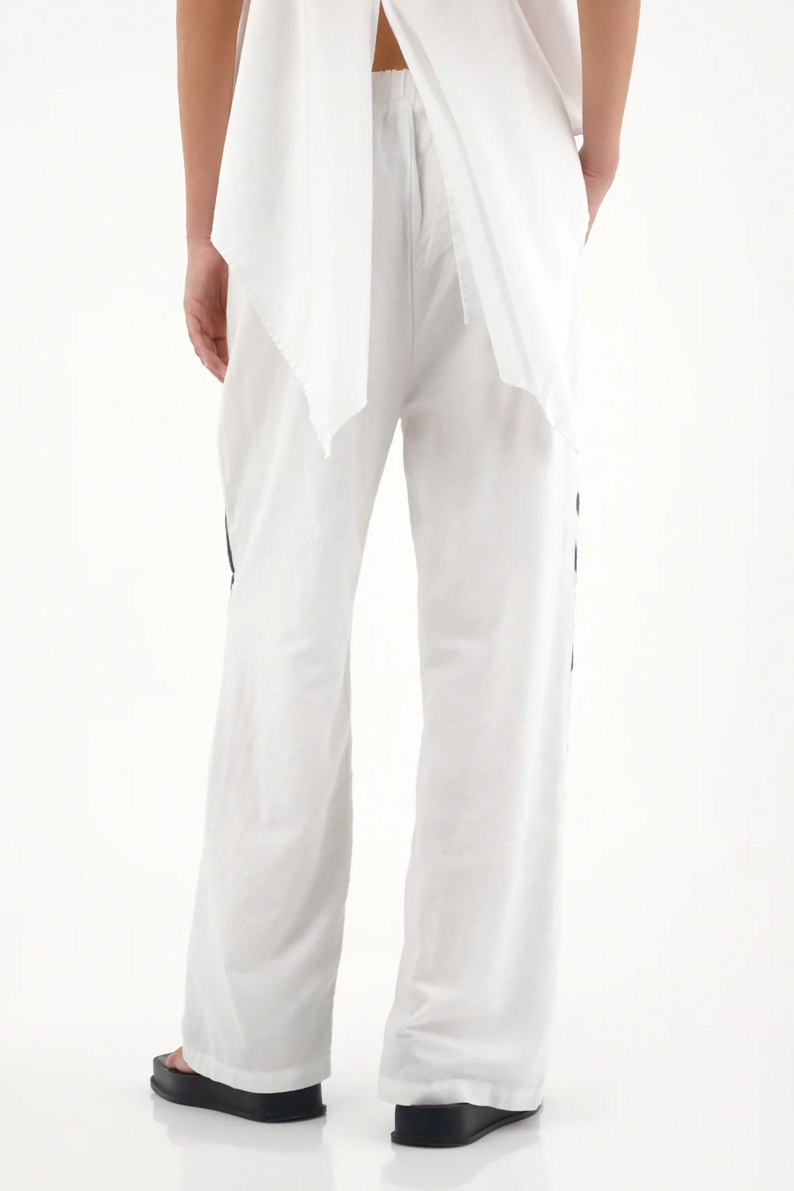 Women's Straight Pants with White Embroidery Effect - Image 4
