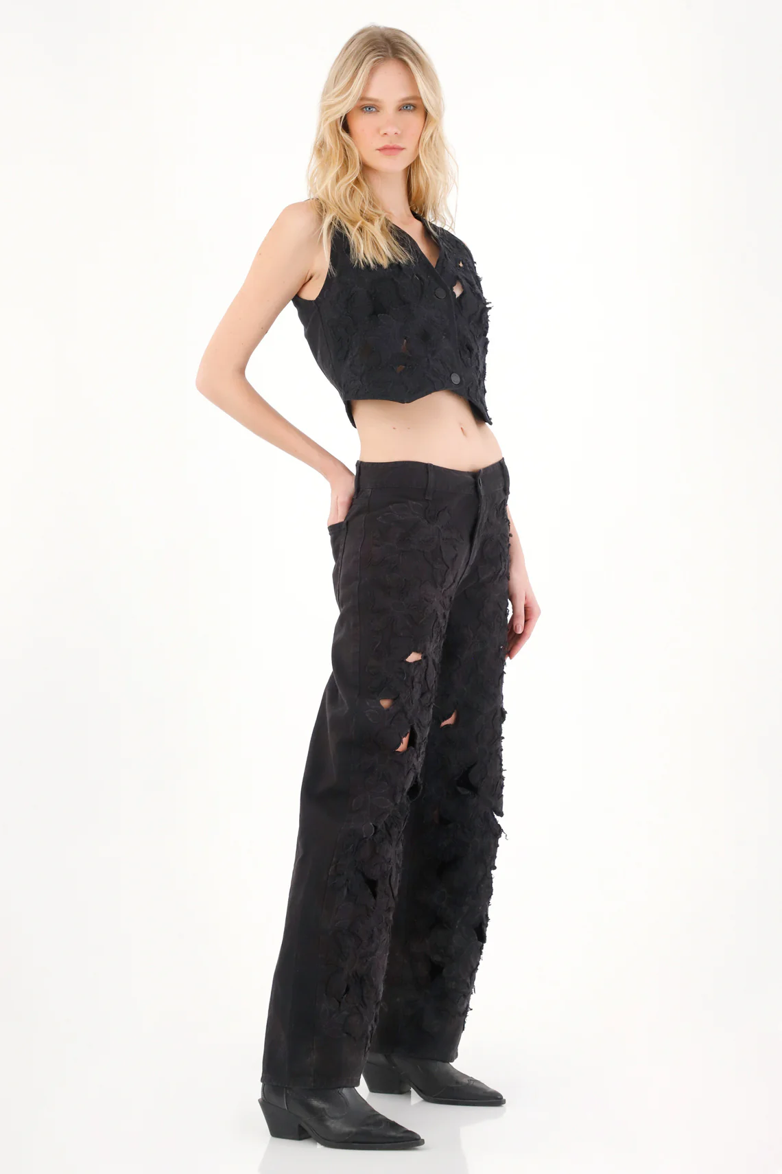 Women's High-Waisted Black Trousers